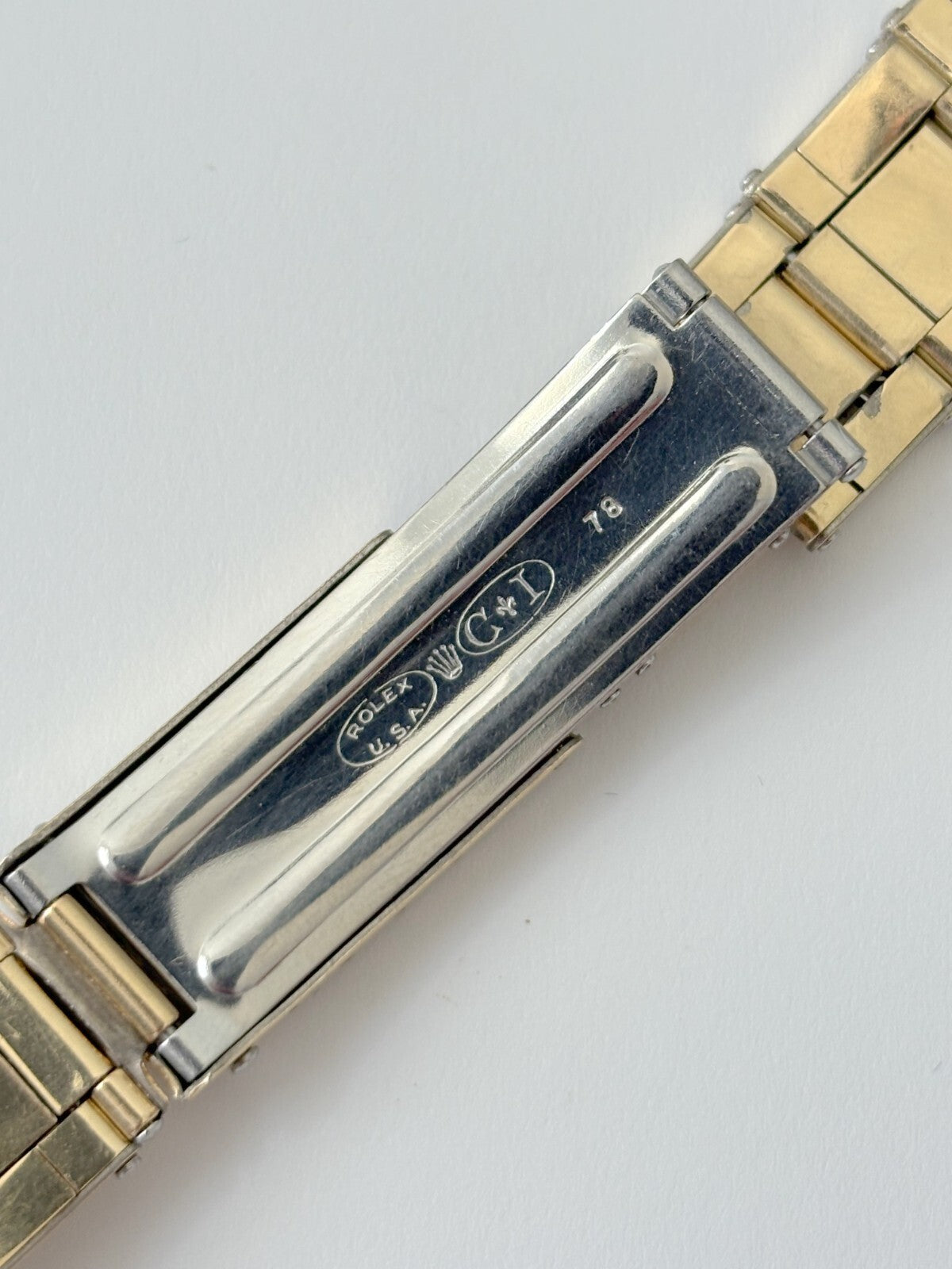 ORIGINAL 1970's Rolex Gold Filled Oyster Rivet Bracelet w/ 19 mm Ends! 1025 1024
