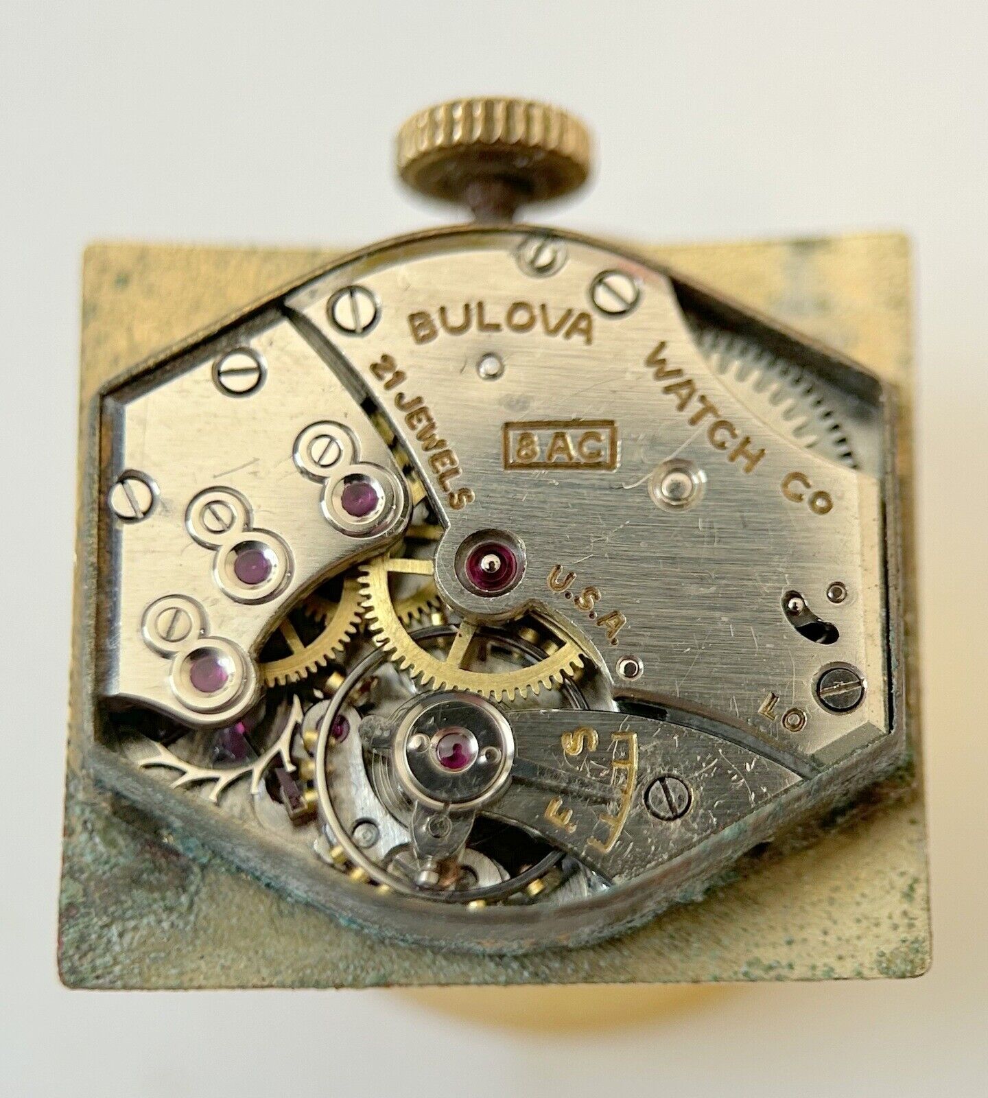 Bulova Cal 8AC Watch Parts Movement Balance Fork Wheels Spring Bridge - Used Watch Parts