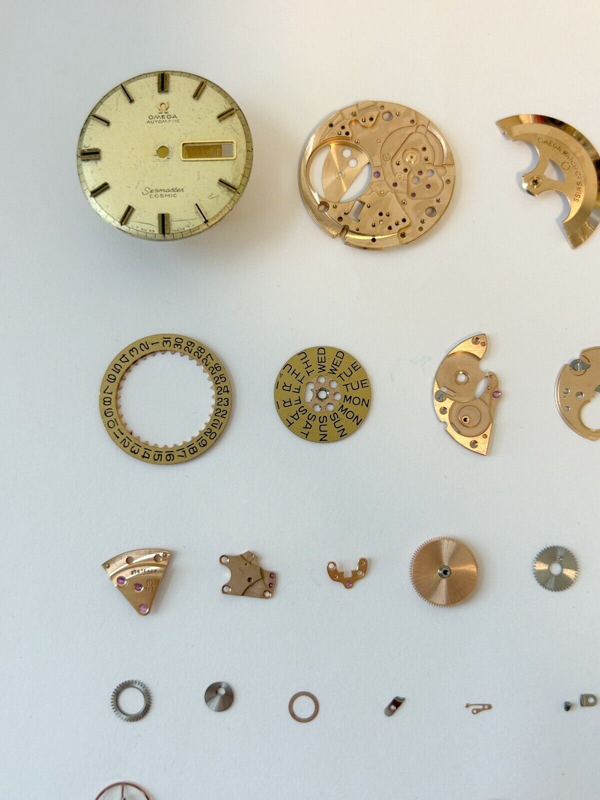 Omega Cal 752 Watch Movement Parts Balance Fork Wheel Spring Bridge Calander Desk - Used Watch Parts