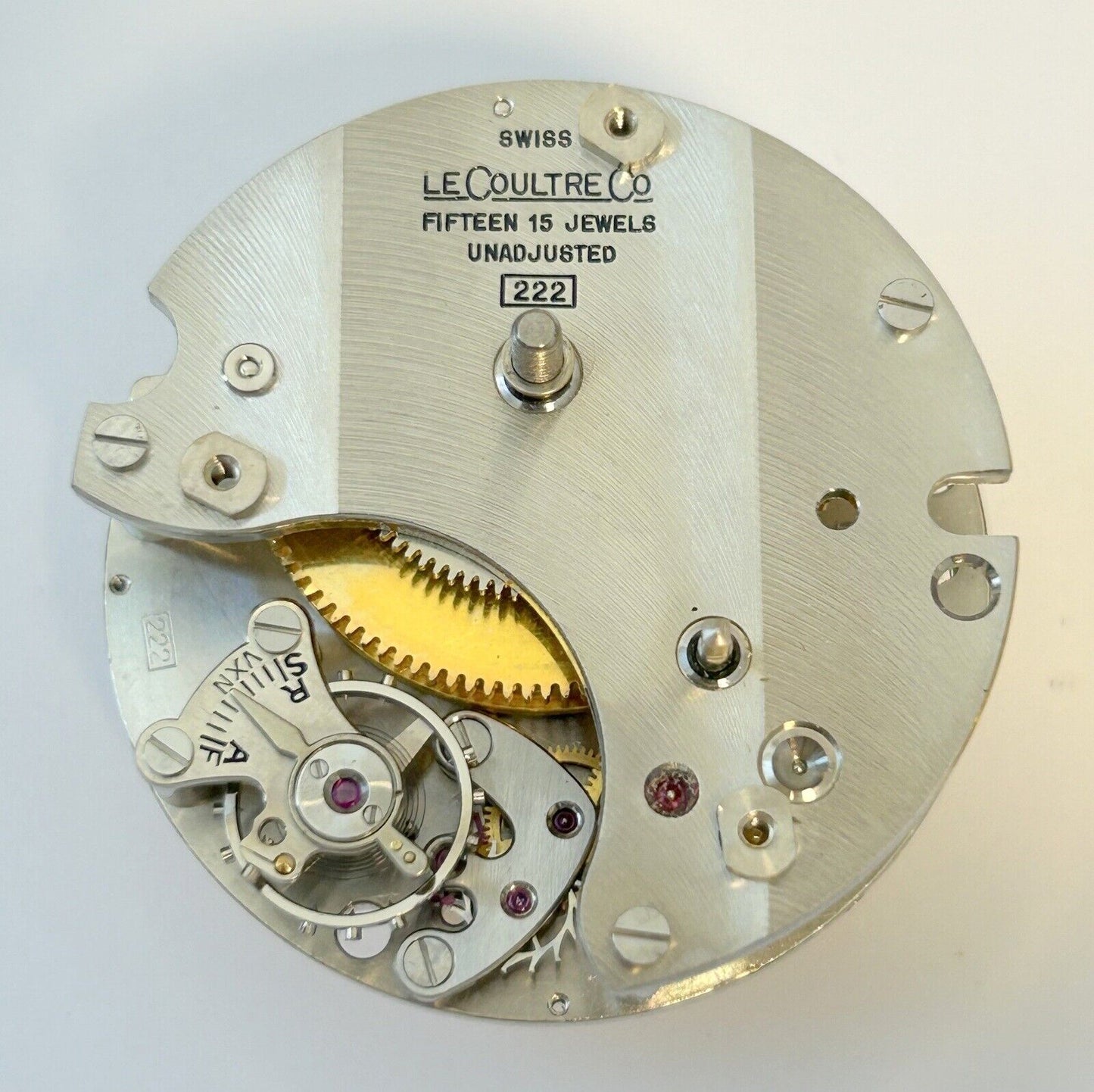 Jaeger LeCoultre Cal 222 Clock Movement For Parts Balance Fork Key Knob Barrel - Used Watch Parts
