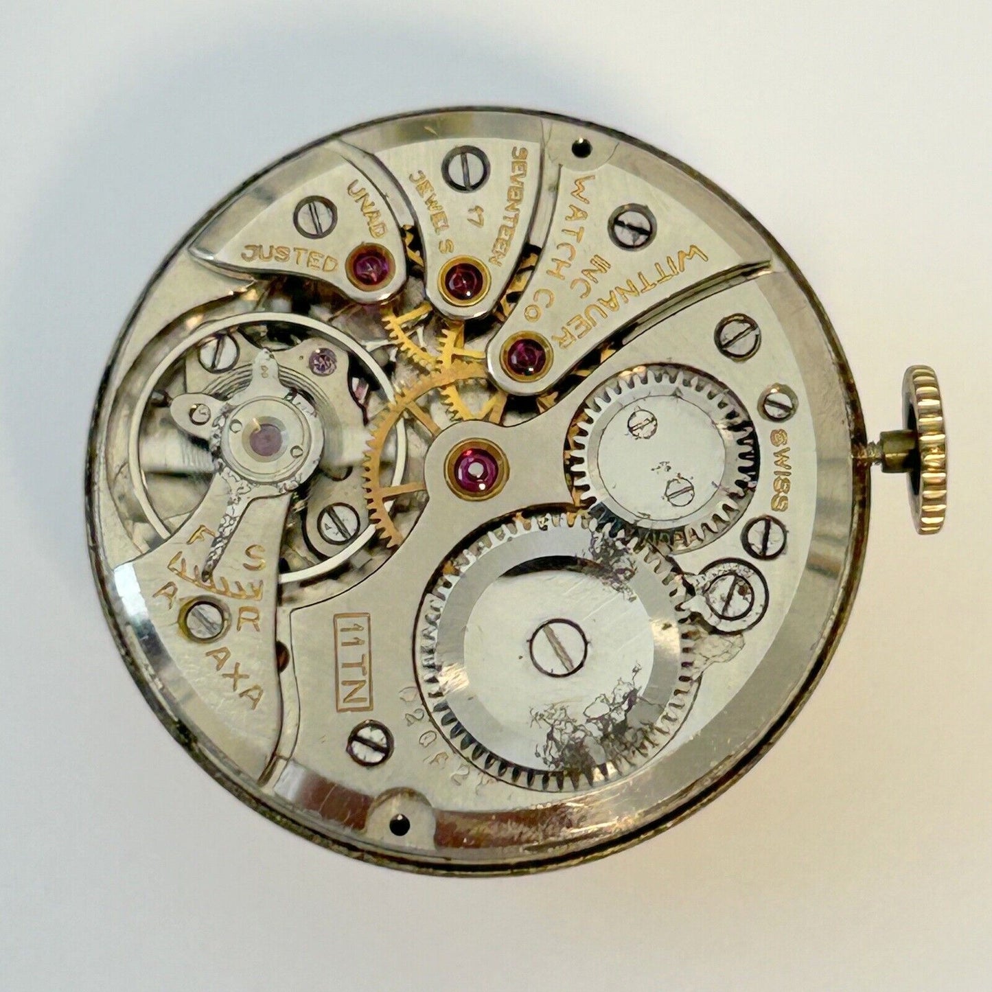 Wittnauer Cal 11TN Watch Movement For Parts Balance Fork Spring Bridge 2 - Used Watch Parts