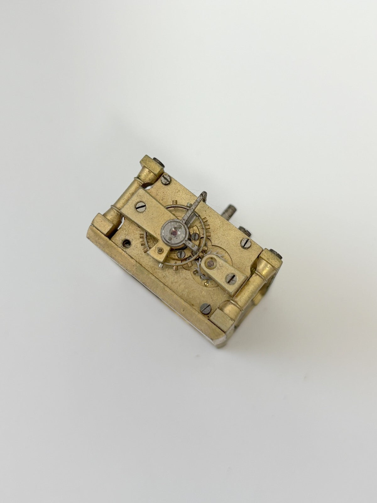 miniature carriage clock movement, for parts/repair good balance/platform