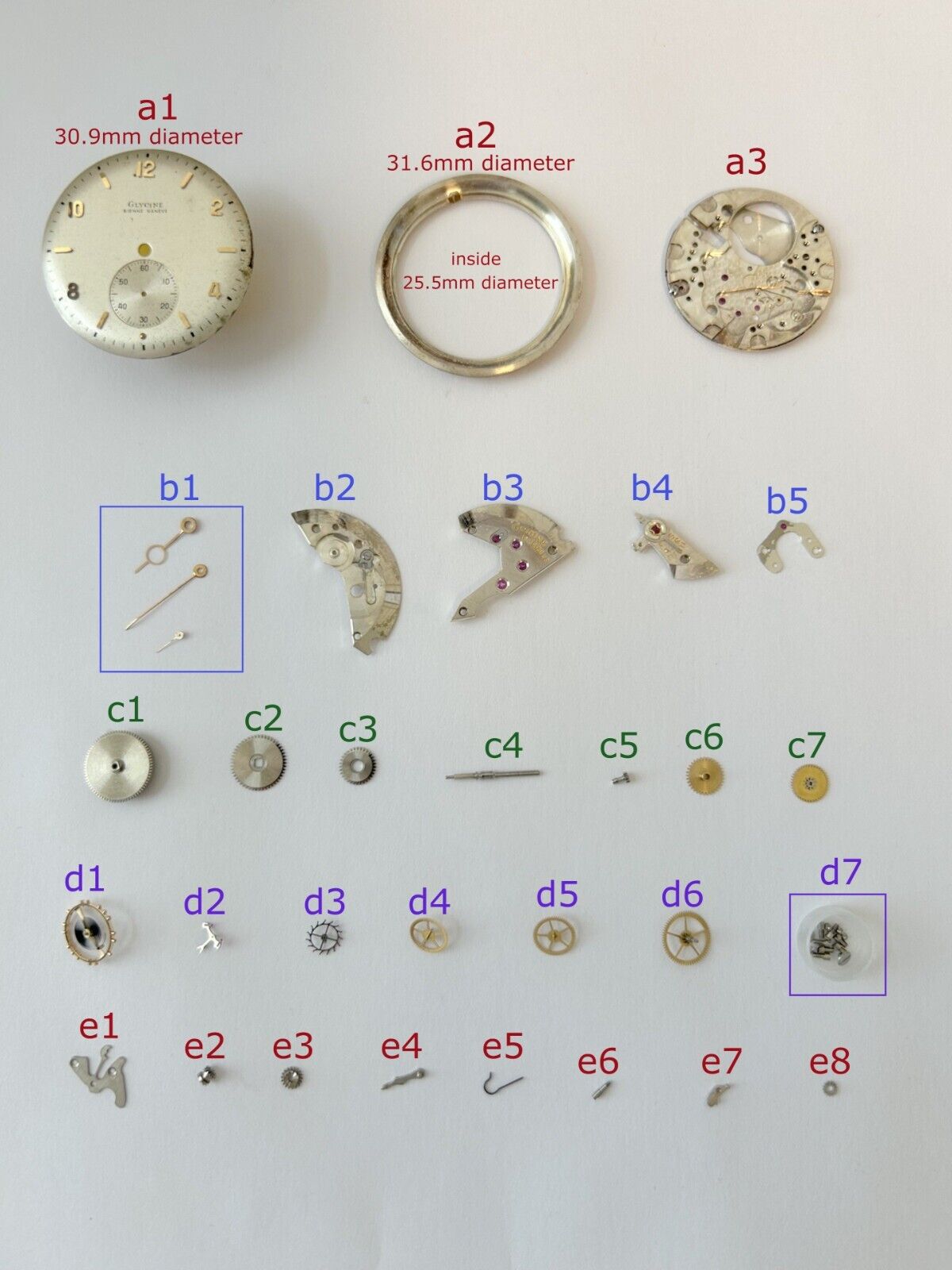 Glycine Bienne Cal 006 900 18 Jewels Parts Movement Balance Fork Wheel Watch - Used Watch Parts