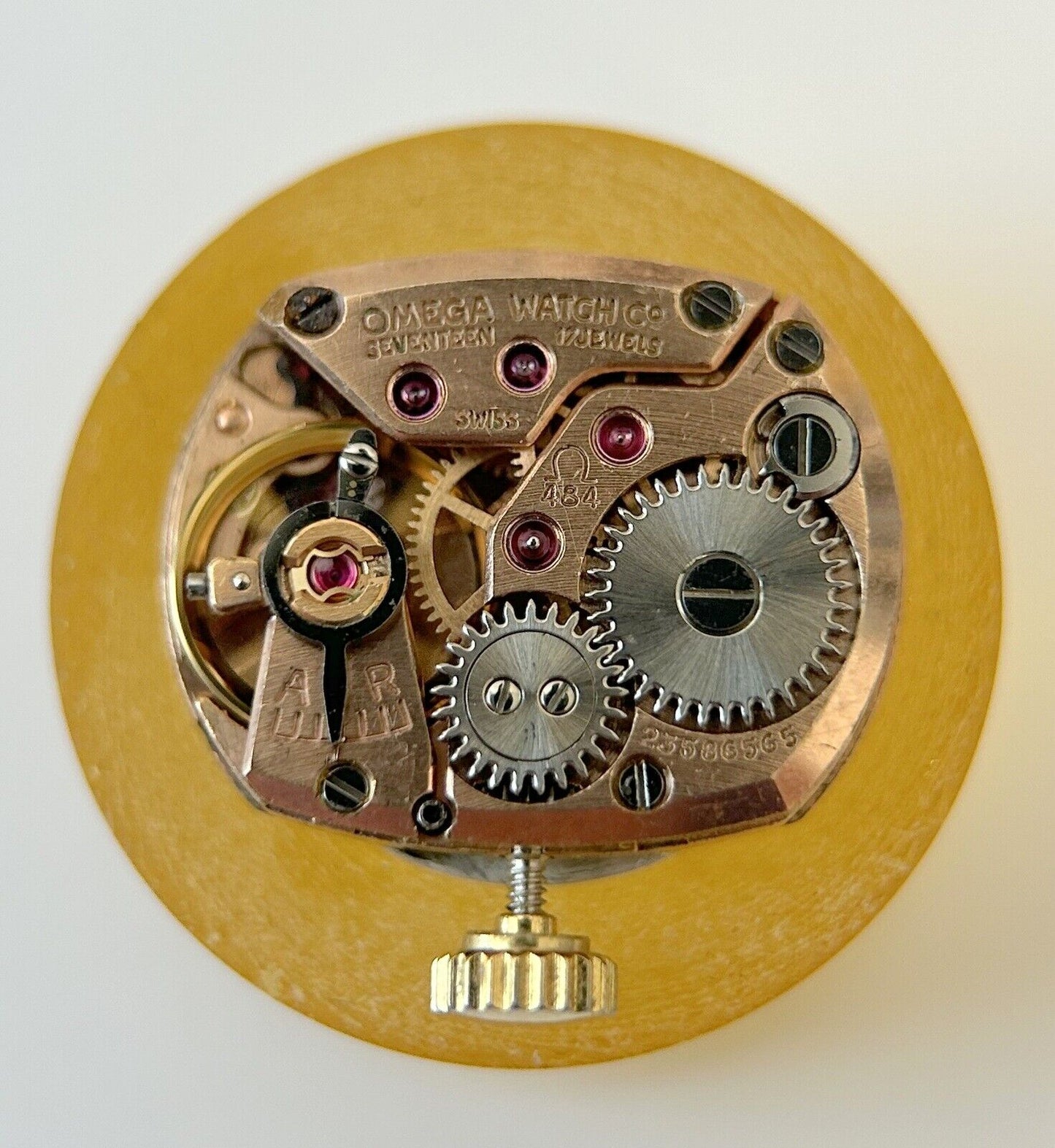 Omega Cal 484 Watch Movement Parts Balance Fork Spring Bridge Barrel Wheels - Used Watch Parts