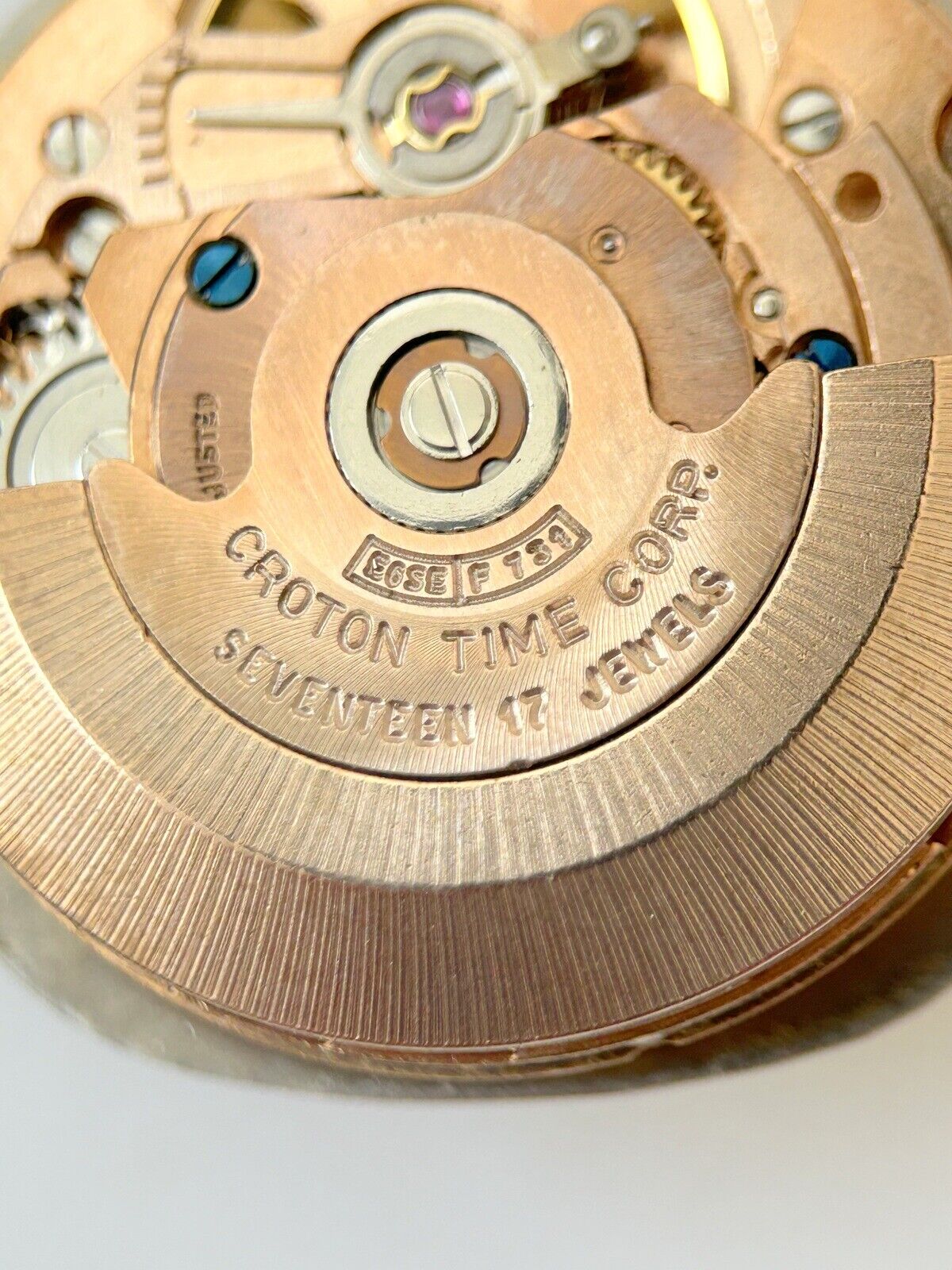 Croton Cal ETA 2789 Watch Parts Movement Balance Spring Dial Hand Calendar Desk - Used Watch Parts