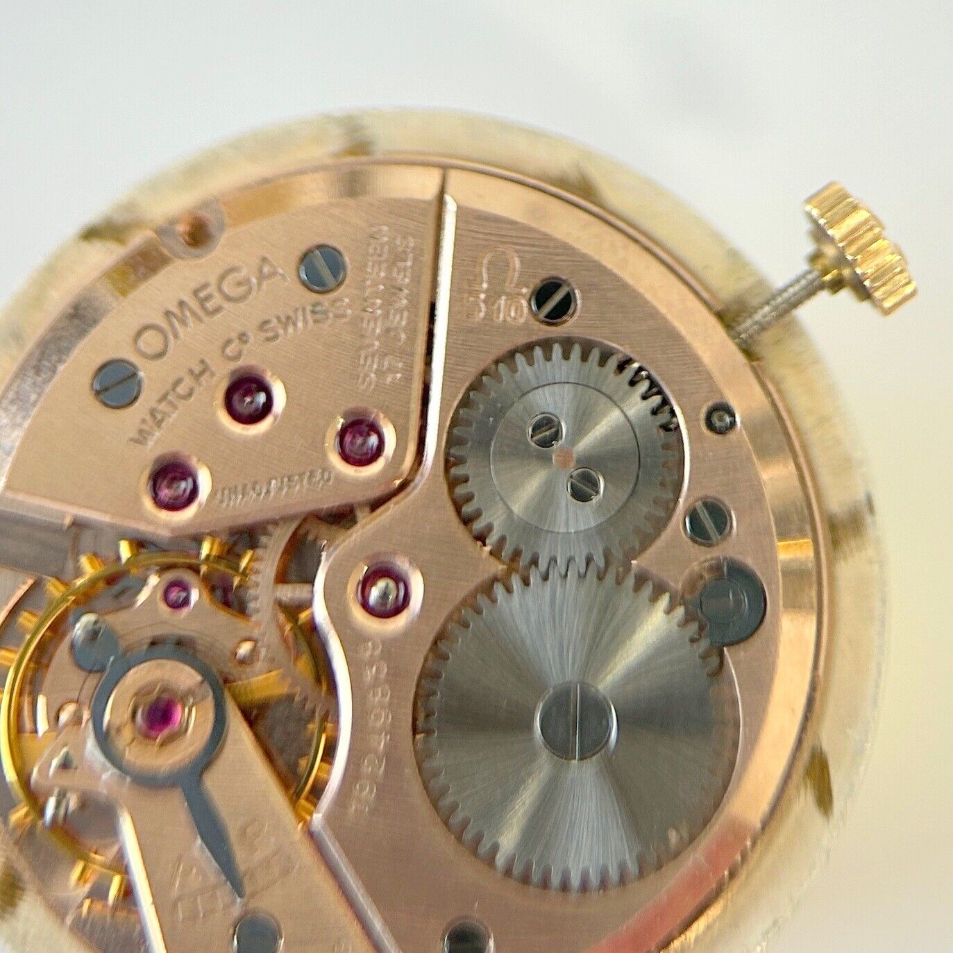 Omega Cal 510 Watch Movement Parts Balance Fork Spring Bridge dial hands crown - Used Watch Parts