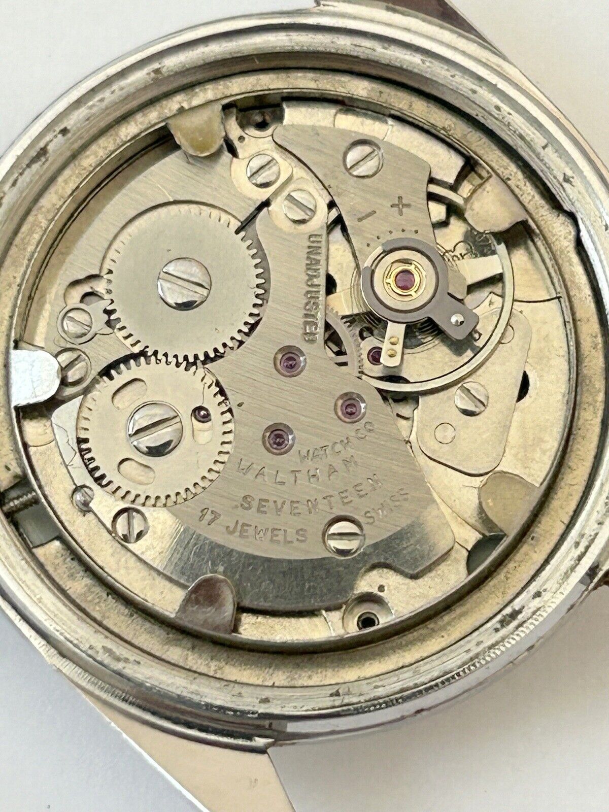 Waltham Cal AS 1802 / 03 Watch Parts Movement Balance Spring Dial Hand Case - Used Watch Parts