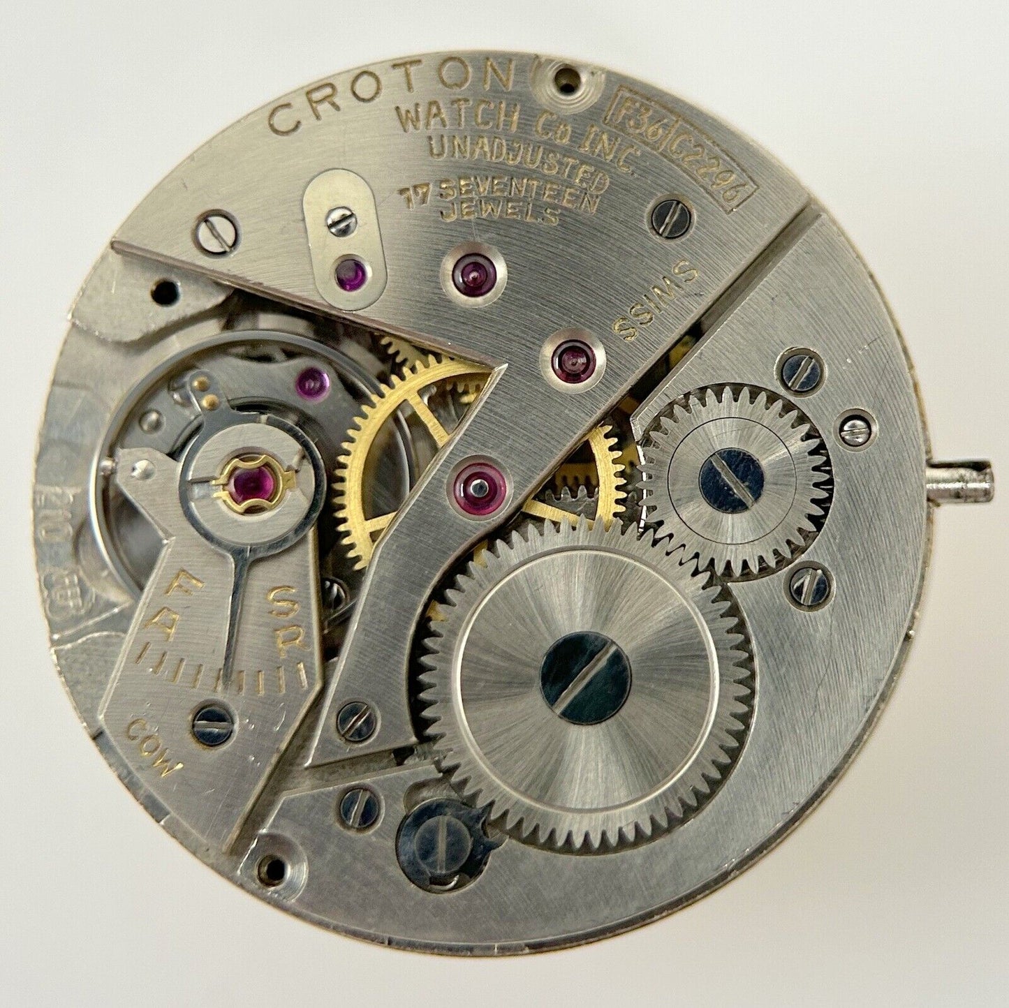 Croton Cal F.36 C2296 FEF 210 Watch Parts Movement Balance Fork Spring Bridge - Used Watch Parts