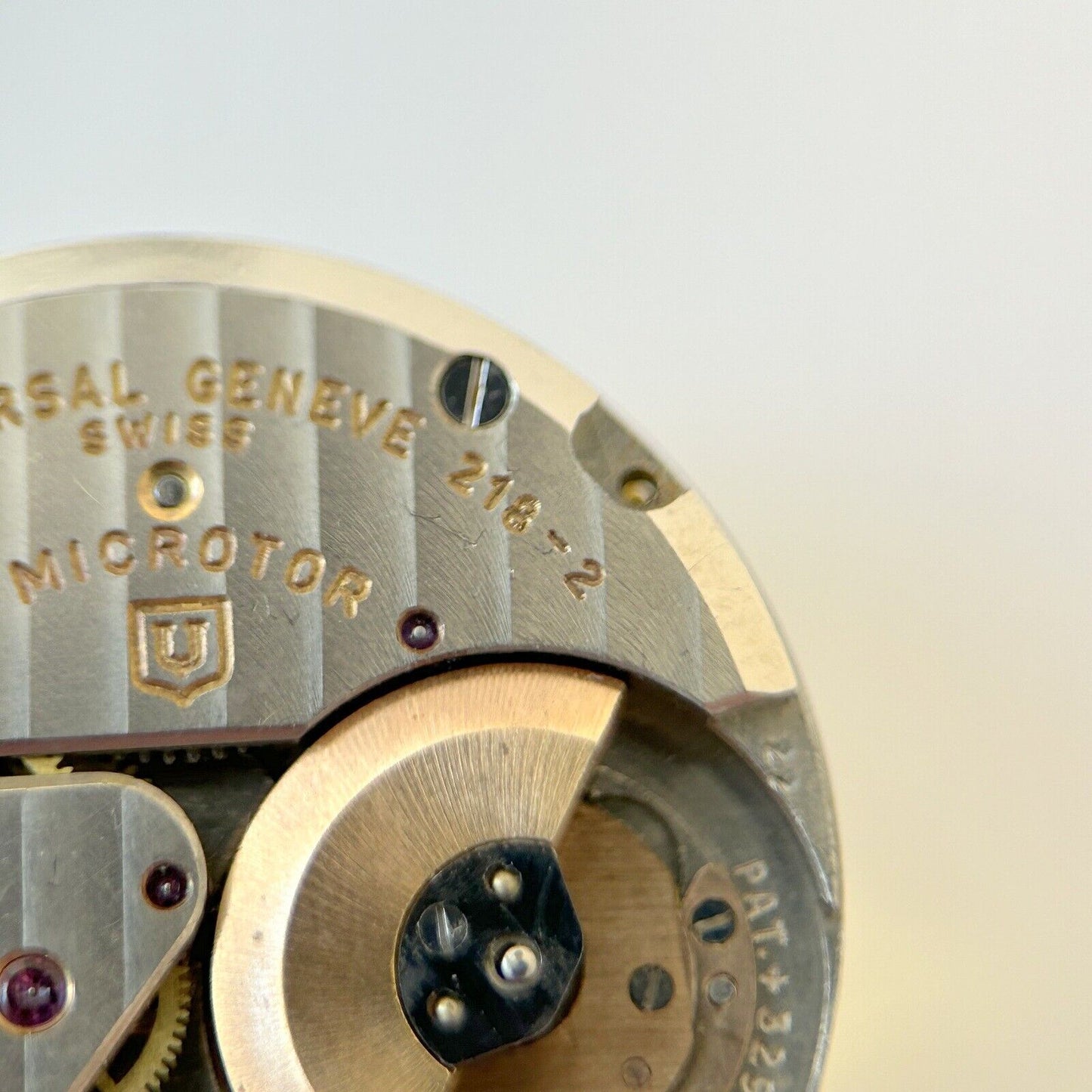 Universal Geneve Polerouter Cal 218-2 Watch Parts Movement Balance Fork Spring - Used Watch Parts