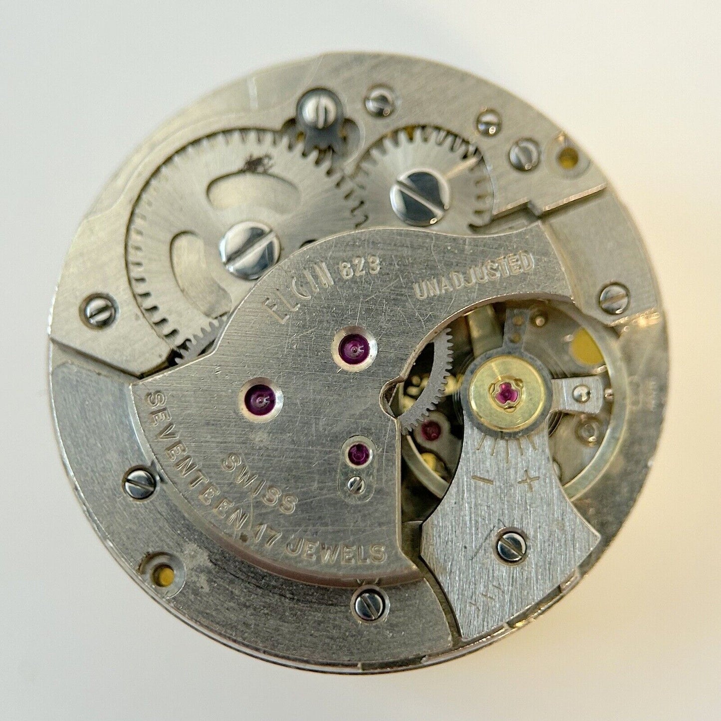 Elgin Cal 823 / ST 1686 Watch Parts Movement Balance Fork Spring Bridge - Used Watch Parts