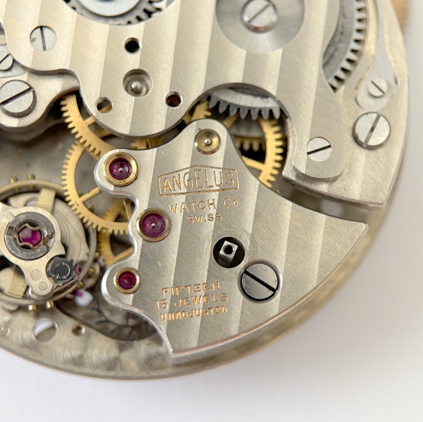 Runs & Sets Angelus cal sf240 stem winding alarm clock watch movement