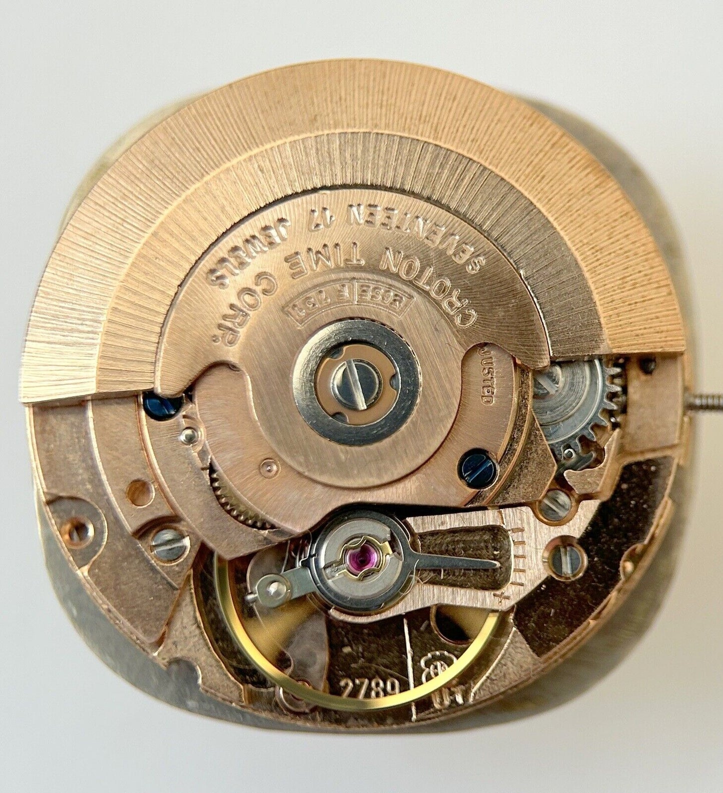 Croton Cal ETA 2789 Watch Parts Movement Balance Spring Dial Hand Calendar Desk - Used Watch Parts