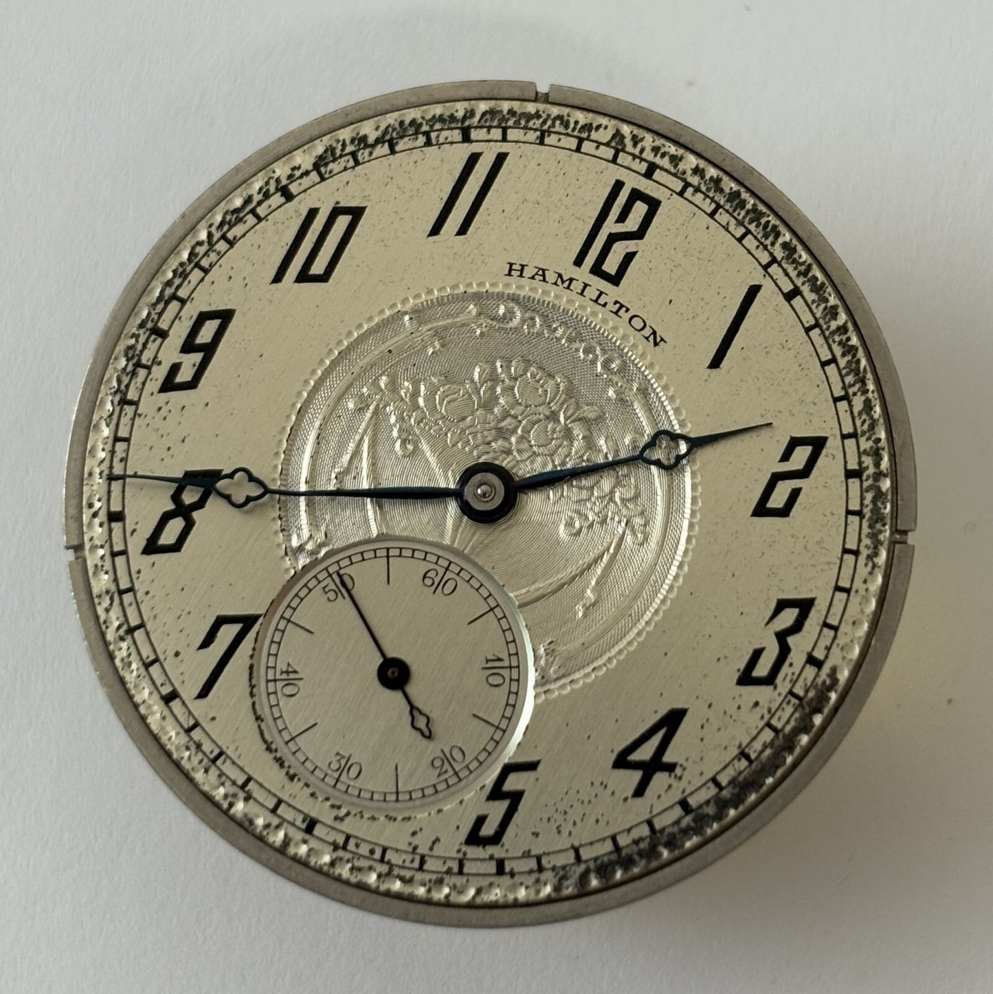 Hamilton Grade 910 Pocket Watch Part Movement Balance Fork Spring Bridge Dial
