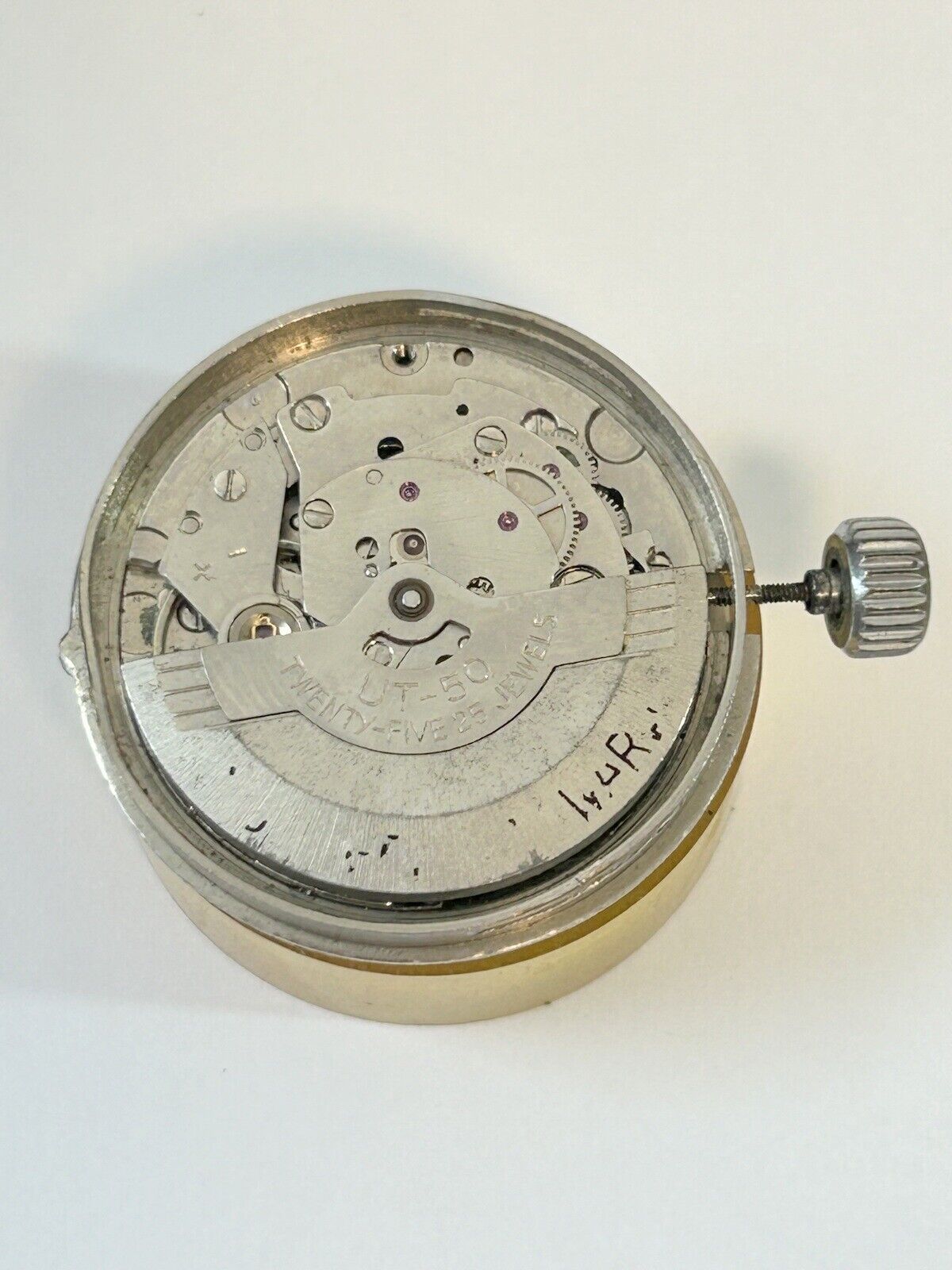 DORSET Cal UT-50 Watch Parts Movement Balance Fork Spring Bridge Dial Hands Desk - Used Watch Parts