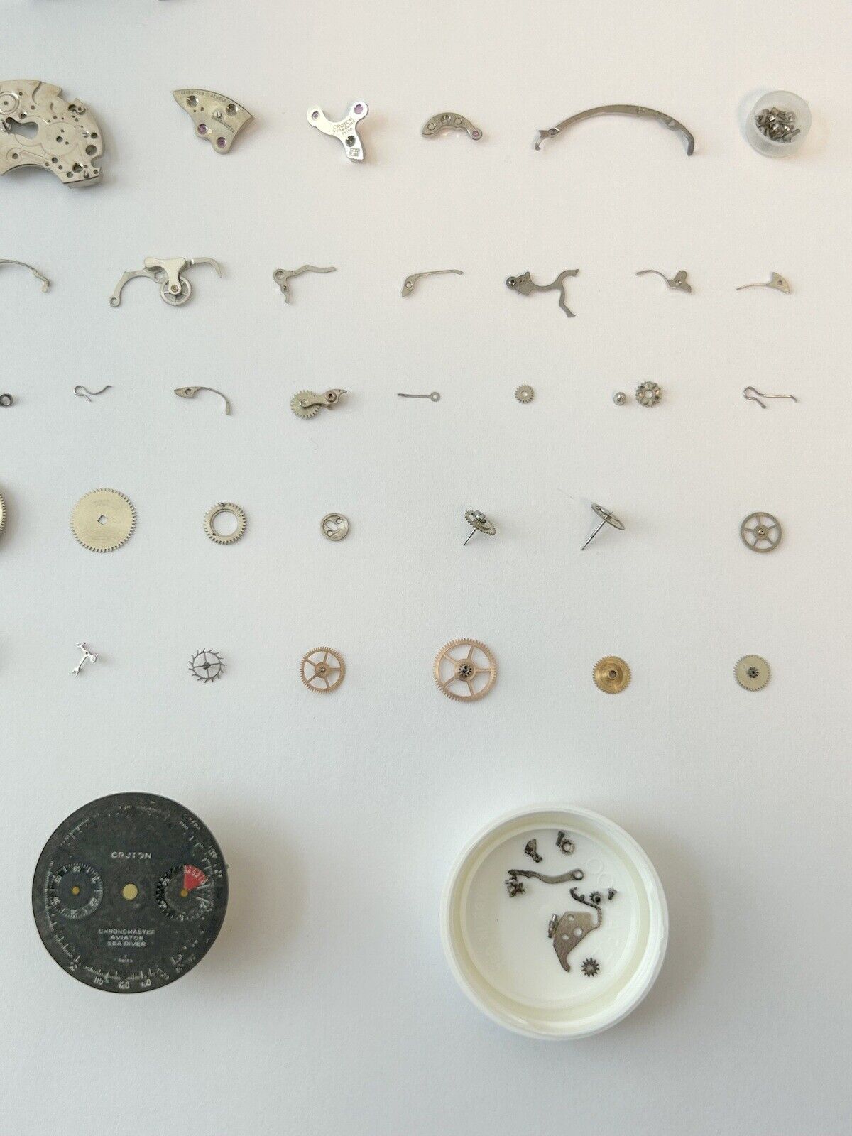 Croton Valjoux Cal 23 Chronograph Watch Movement Parts Case Bezel Balance Nivada - Used Watch Parts