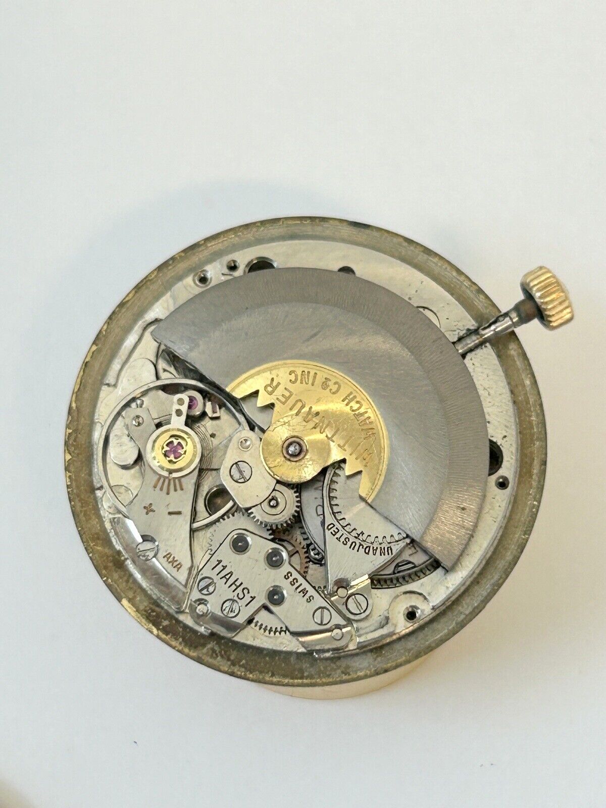 Wittnauer Cal 11AHS1 Watch Parts Movement Balance Spring Dial Hand Case Fork - Used Watch Parts