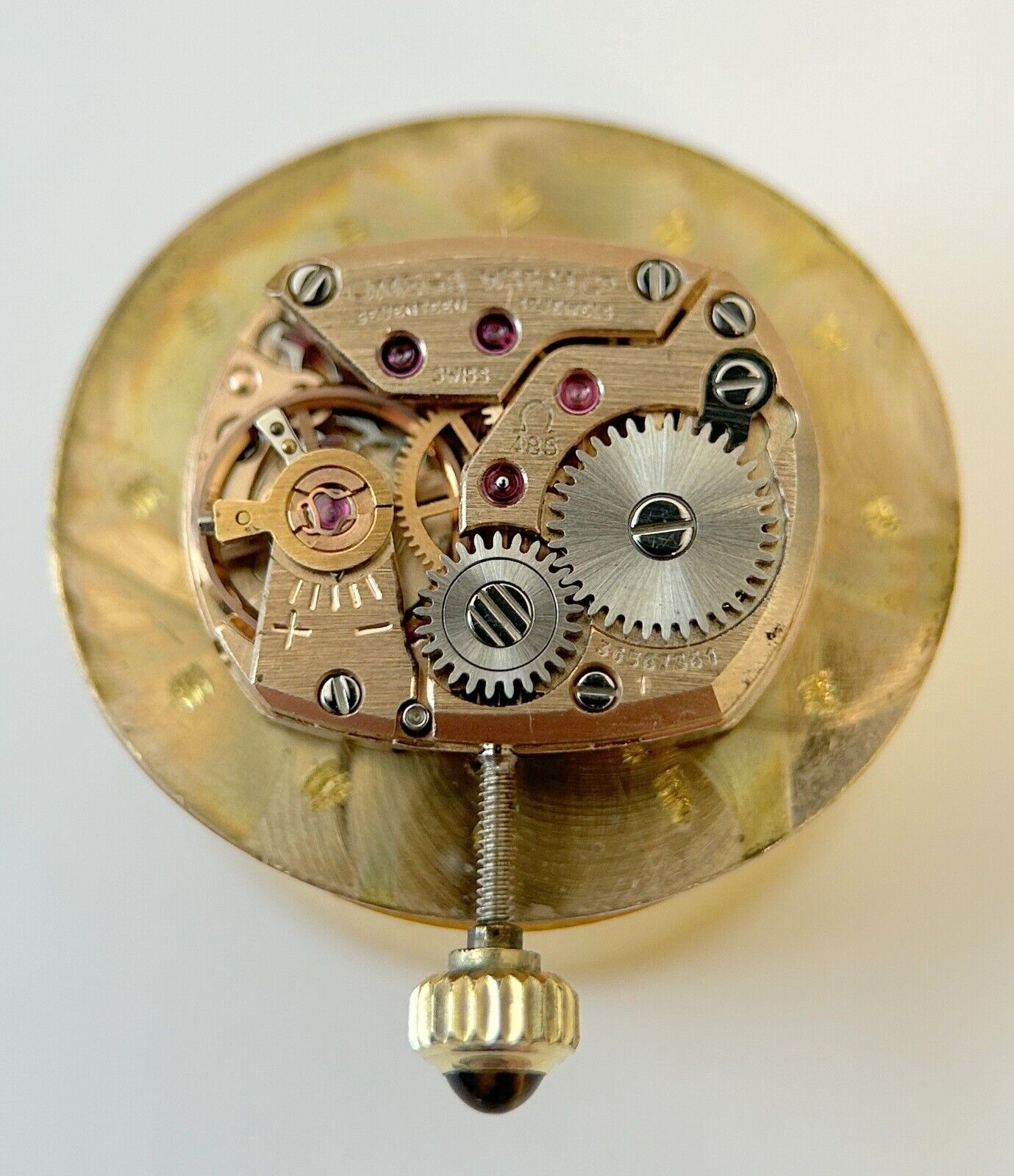Omega Cal 485 Watch Movement Parts Balance Fork Spring Bridge Barrel Wheels - Used Watch Parts