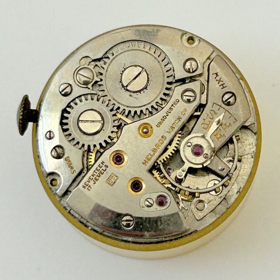 Helbros Cal 77 Watch Movement For Parts Balance Fork Spring Bridge - Used Watch Parts