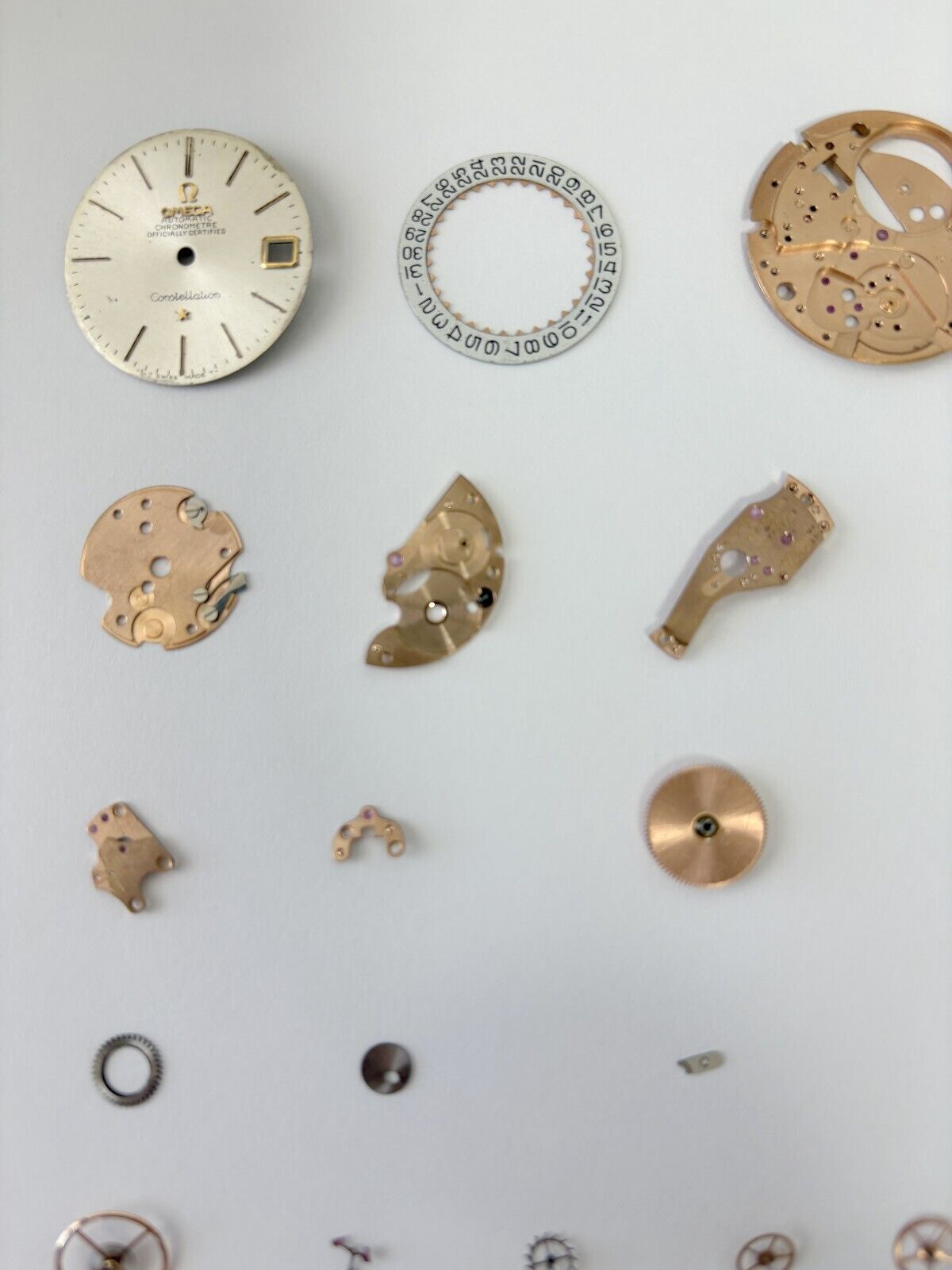 Omega Cal 564 Watch Parts Movement Calendar Disc Fork Wheels Springs Bridge