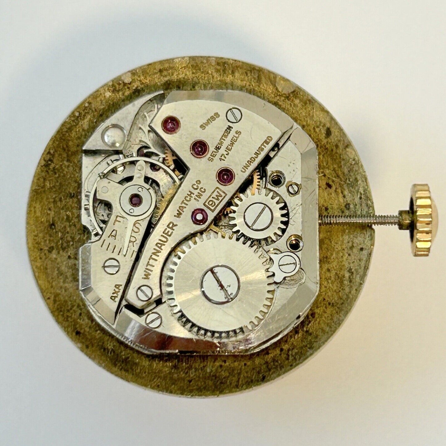 Wittnauer Cal 9W Watch Movement For Parts Balance Fork Spring Bridge - Used Watch Parts