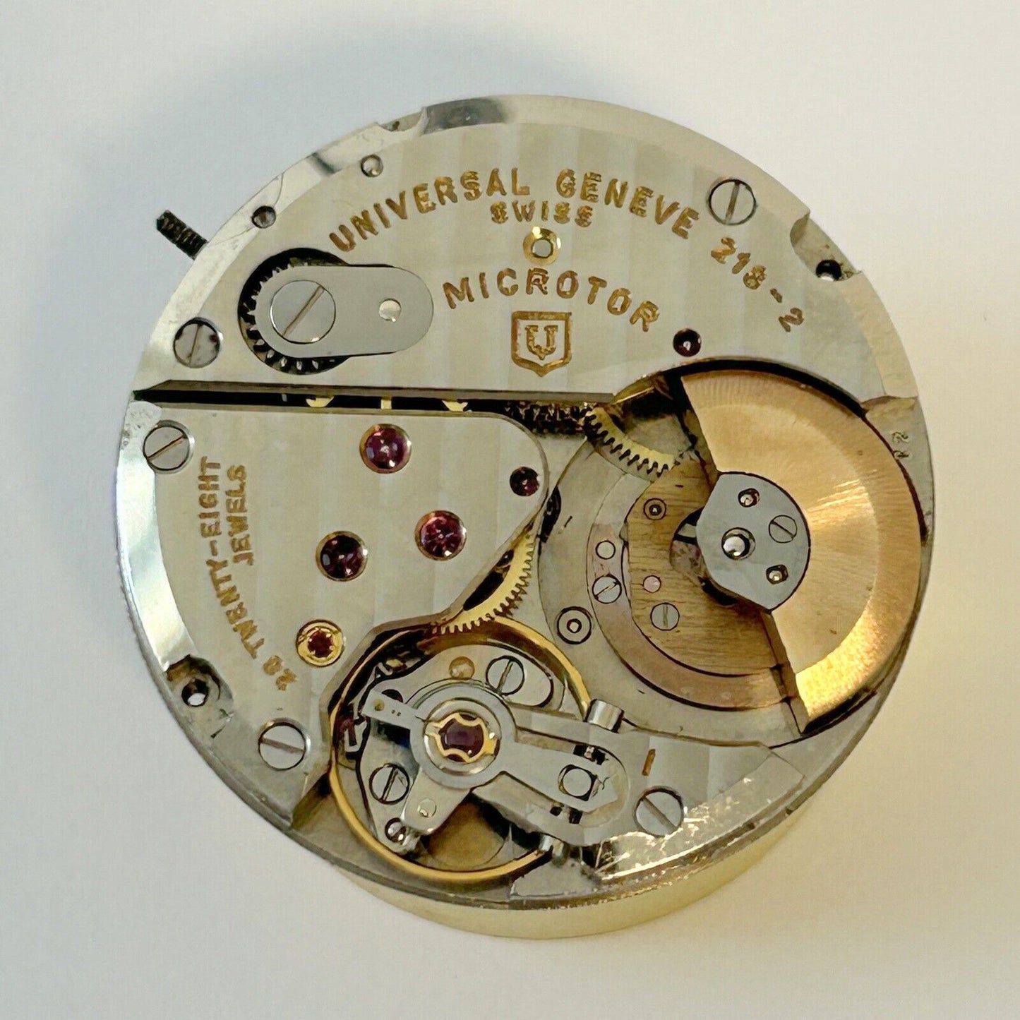 Universal Geneve Polerouter Cal 218-2 Watch Parts Movement Balance Fork Spring - Used Watch Parts