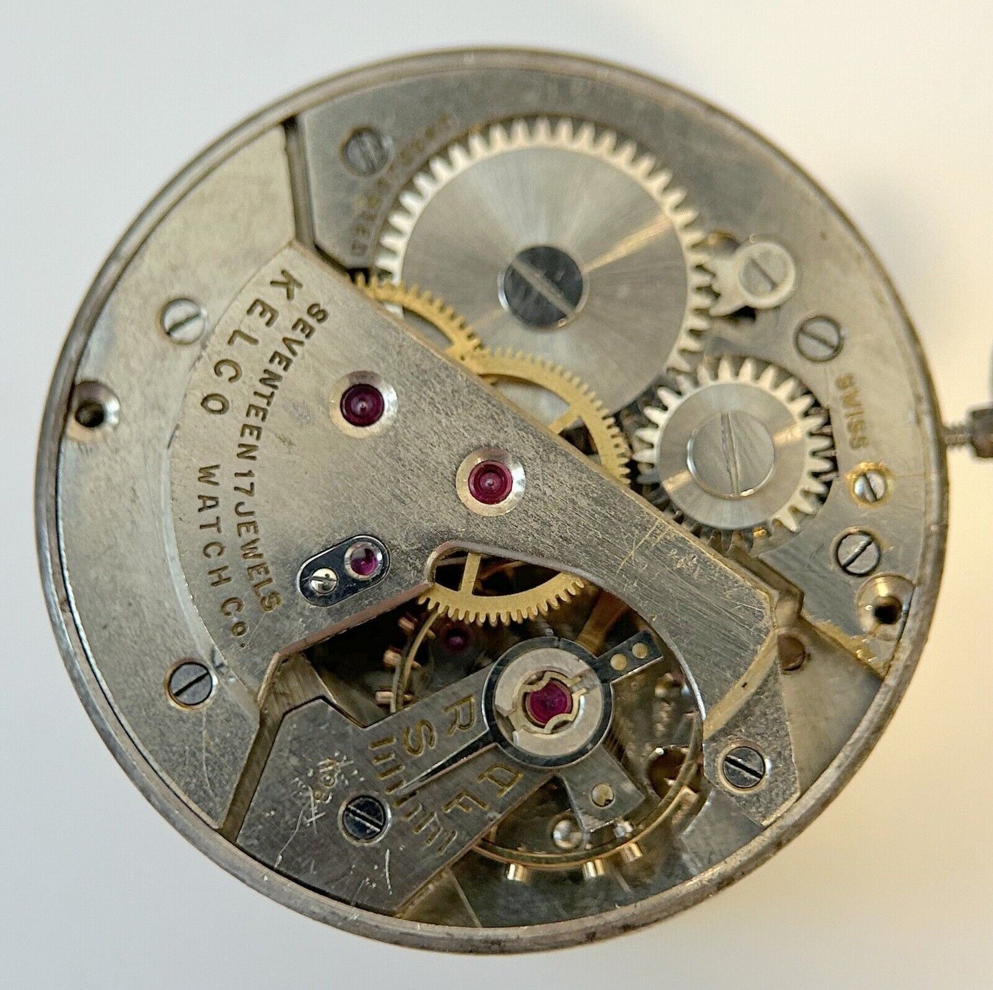 Kelco Watch Co 17 Jewels Watch Parts Movement Balance Fork Spring Bridge - Used Watch Parts
