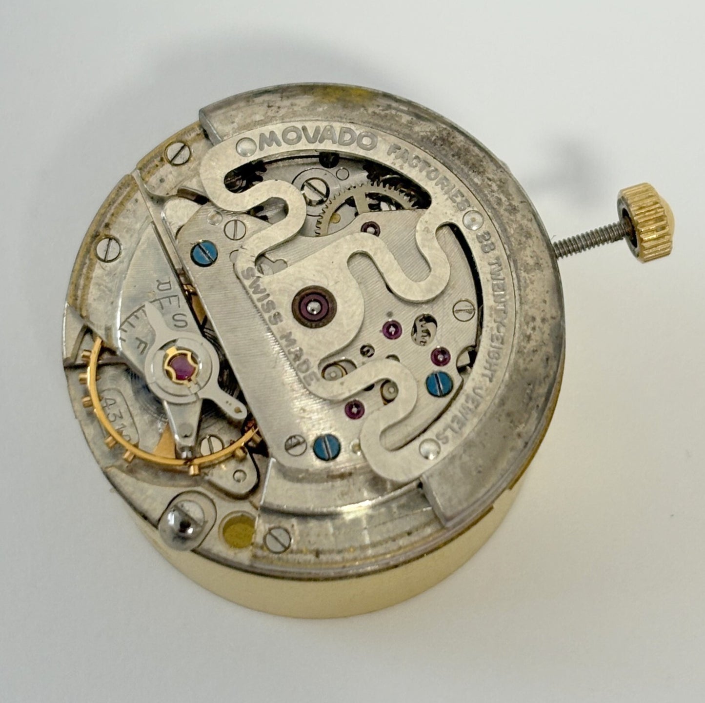 Movado Cal 431 A Watch Parts Movement Balance Fork Spring Bridge Dial Hands Stem