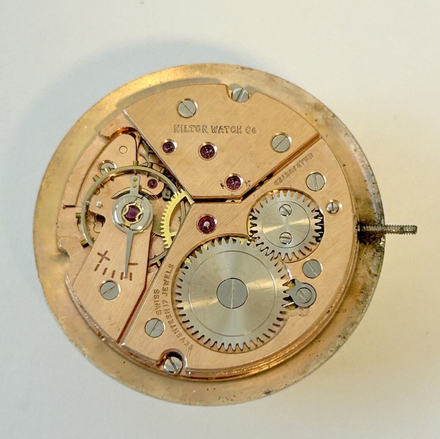 Hilton Cal 330 Watch Parts Movement Balance Fork Wheels Spring Bridge - Used Watch Parts