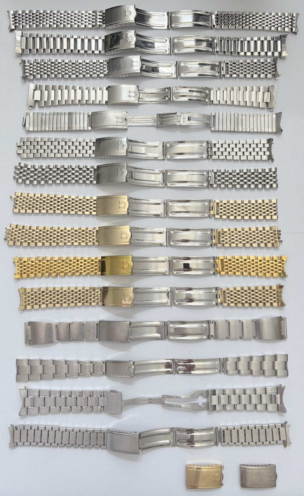 lot of 15 vintage watch bracelets omega rolex tag heuer girard perregaux buckles
