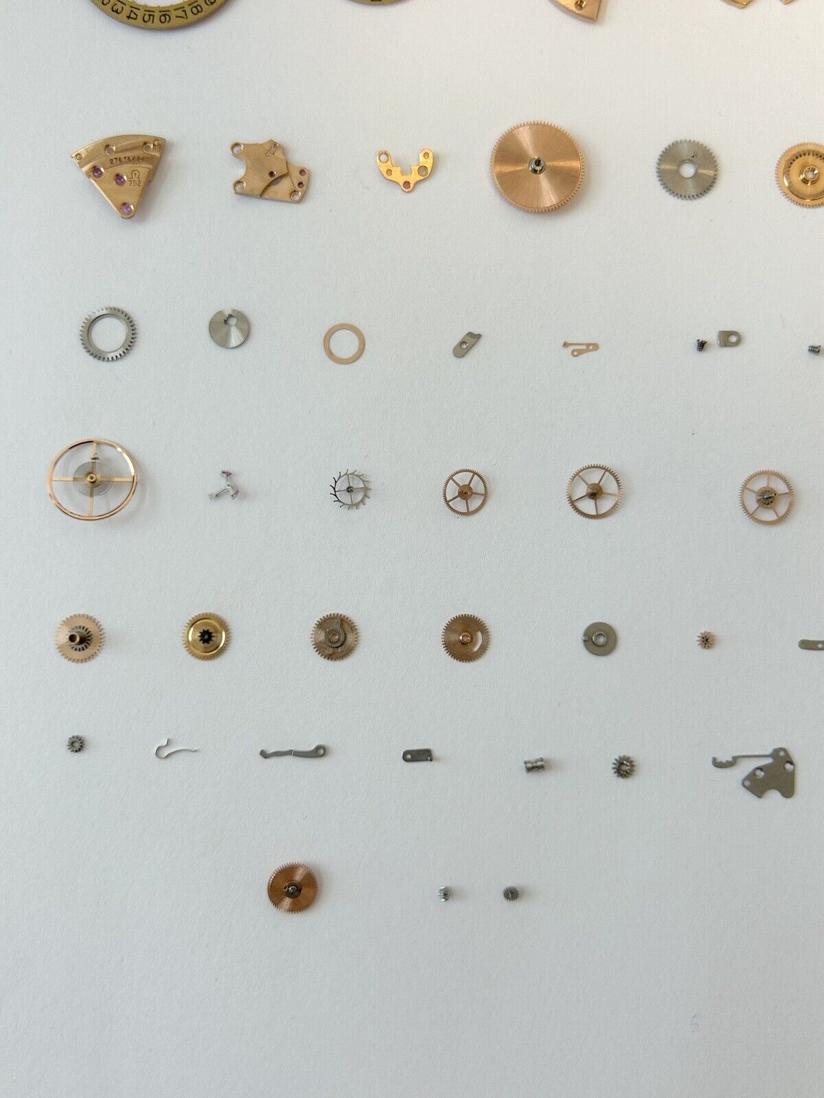 Omega Cal 752 Watch Movement Parts Balance Fork Wheel Spring Bridge Calander Desk - Used Watch Parts