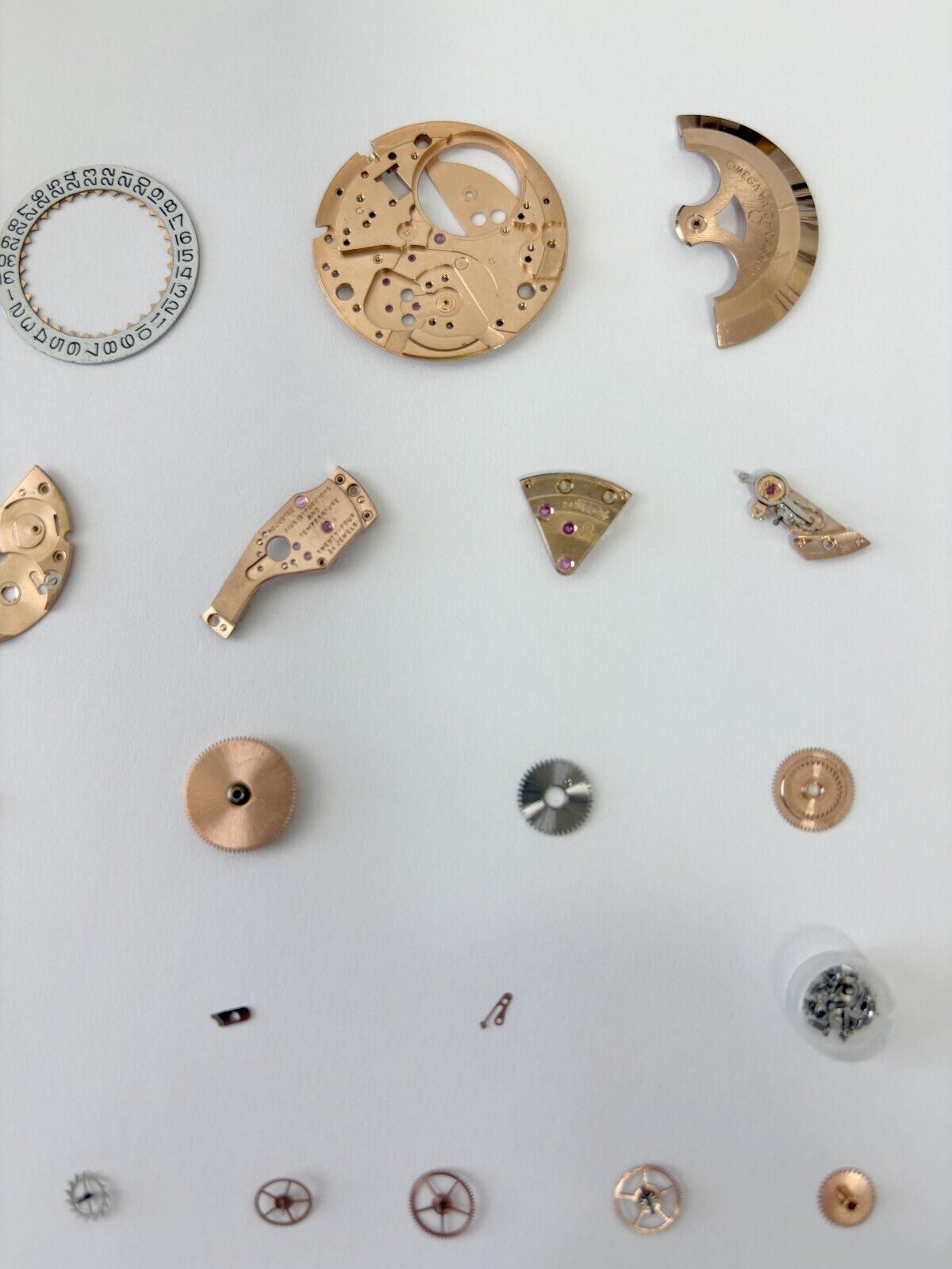 Omega Cal 564 Watch Parts Movement Calendar Disc Fork Wheels Springs Bridge