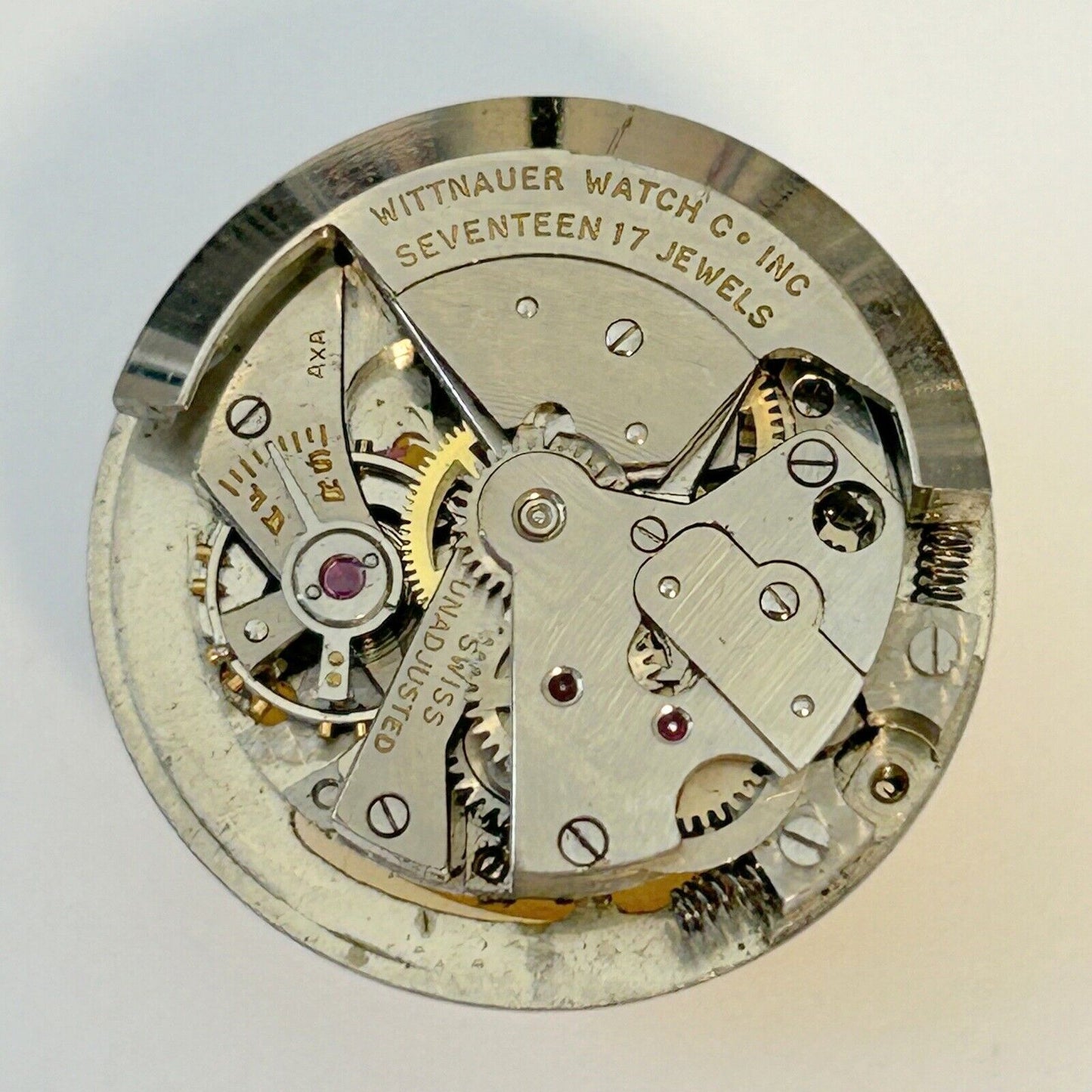 Wittnauer Cal 11AW Watch Movement For Parts Balance Fork Spring Bridge - Used Watch Parts