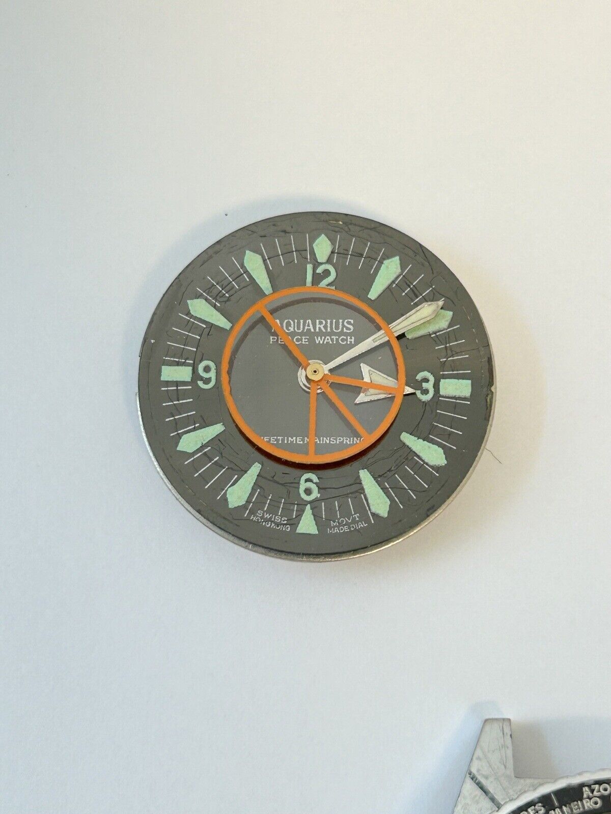 Aquarius peace watch parts movement H.Ritz dial crystal hands bezel case back - Used Watch Parts