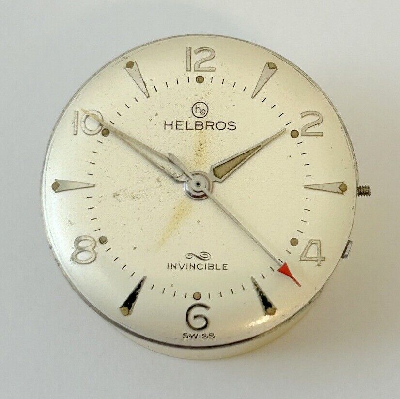 Helbros Cal 234 Watch Movement For Parts Balance Fork Spring Bridge - Used Watch Parts