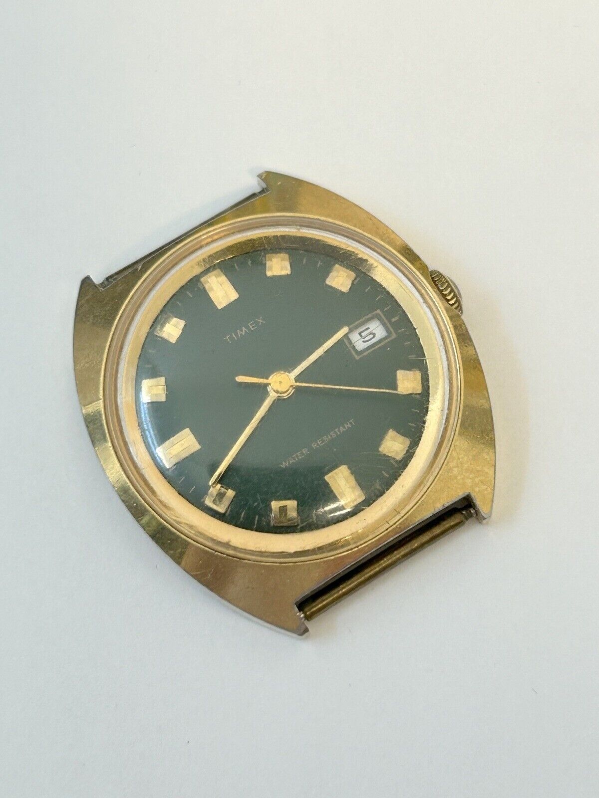 FOR PARTS REPAIR! Vintage Timex green dial wristwatch 35m diameter - Used Watch Parts