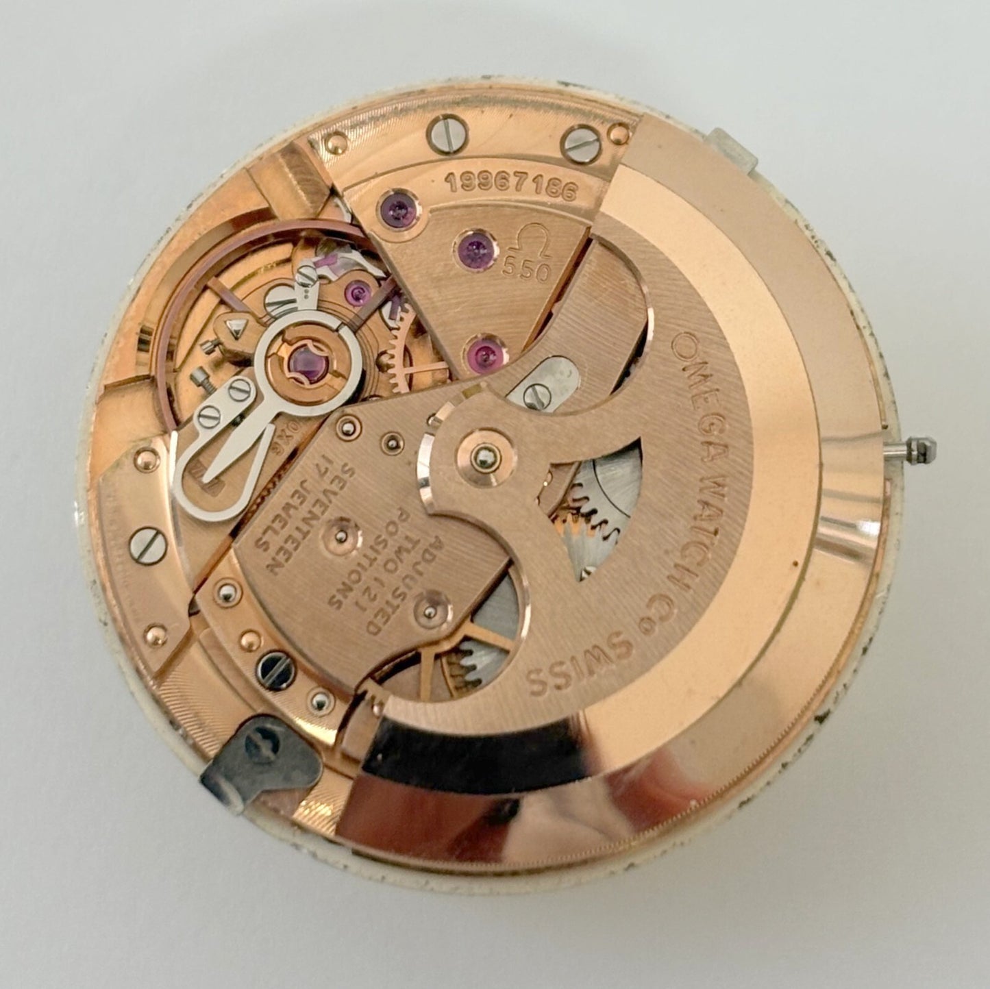 Omega Cal 550 Watch Movement Parts Dial Balance Spring Plate Fork Wheel Rotor 5