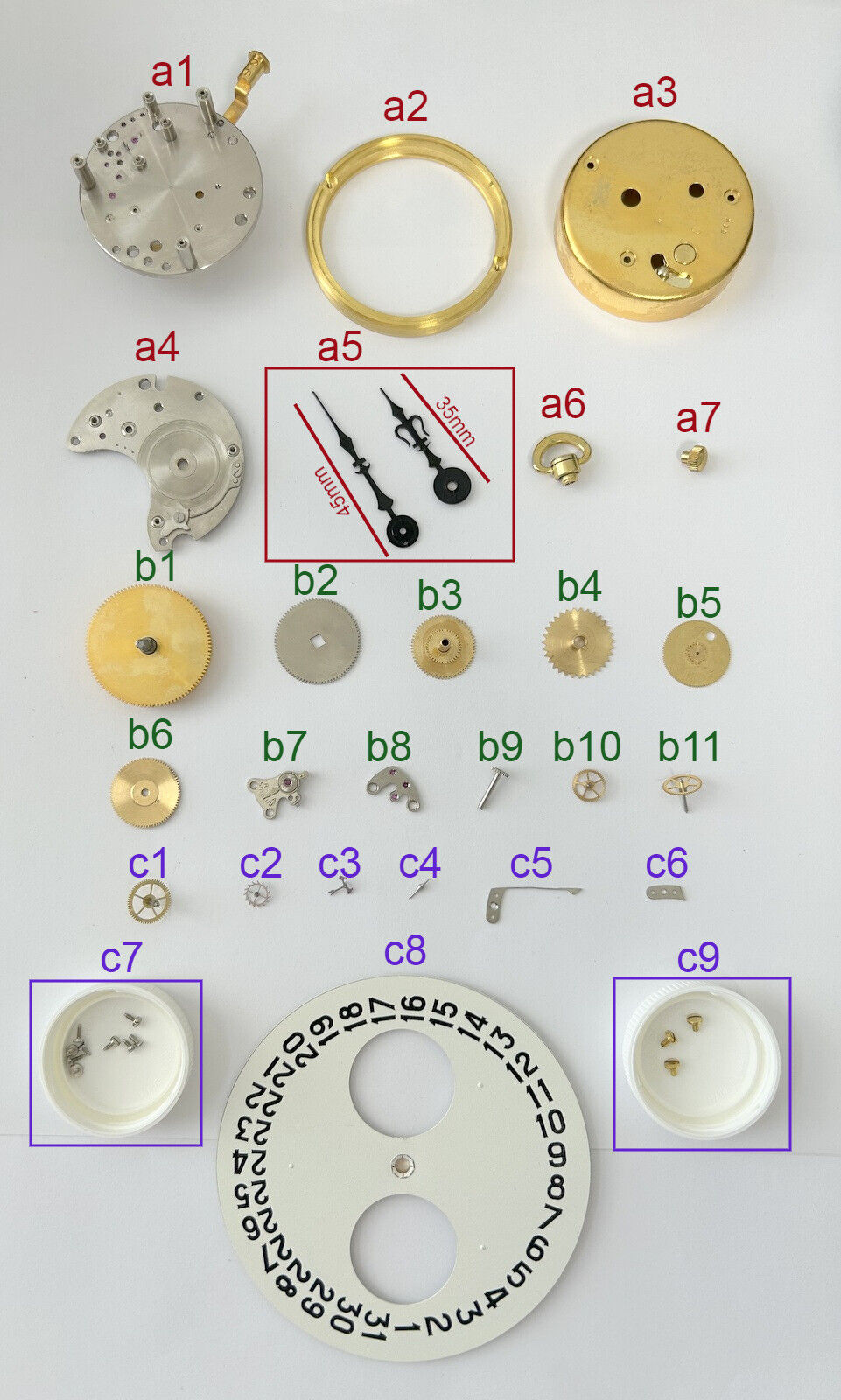 Jaeger LeCoultre Cal 228 Clock Movement For Parts Balance Fork Key Knob Barrel