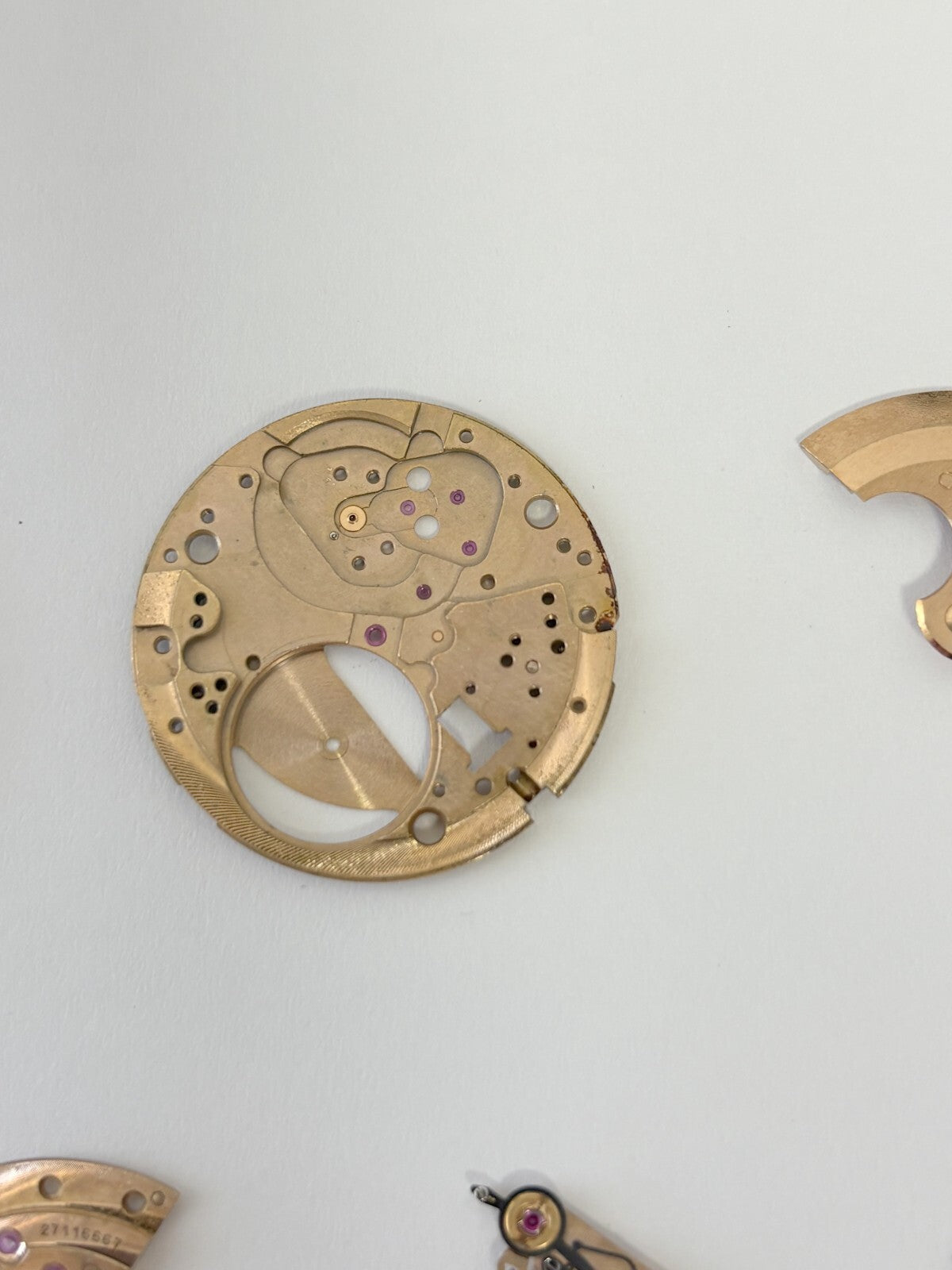 Omega Cal 550 Watch Movement Parts Dial Balance Spring Plate Fork Wheel Rotor 6