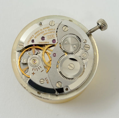 Longines Cal 428 Watch Part Movement Balance Fork Spring Bridge Dial Hands Crown