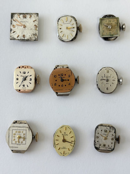 Ladies mechanical watch movements for parts or repair dial hands crown balance
