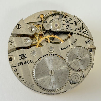 Canton No 400 Pocket Watch Part Movement Balance Fork Spring Bridge Dial