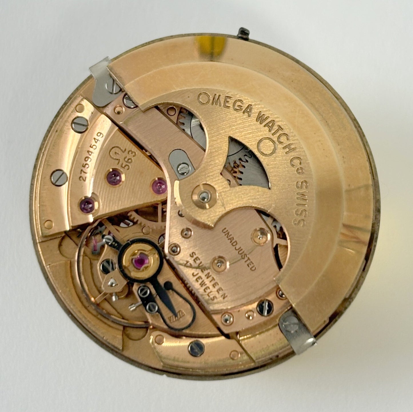 Omega Cal 563 Watch Parts Movement Calendar Disk Fork Wheels Springs Bridge 6