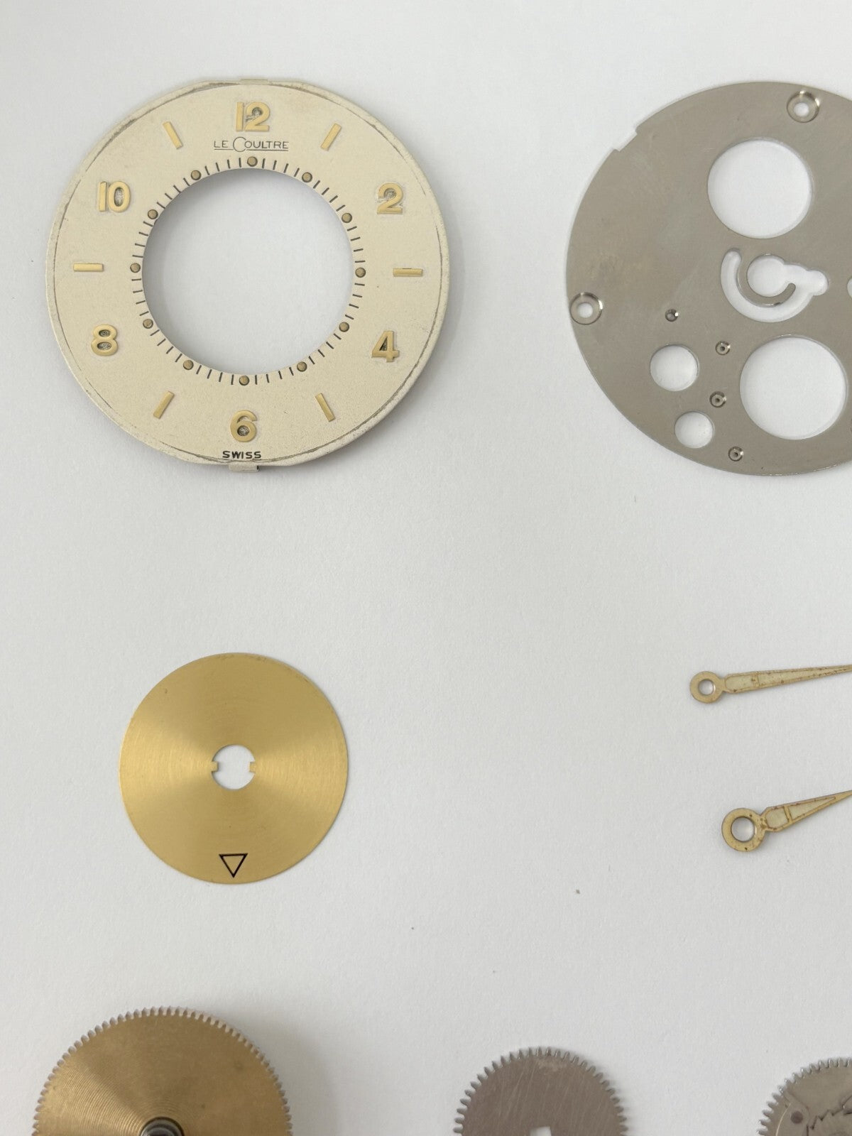 Jaeger LeCoultre Cal 219 Clock Movement Part Balance Fork Barrel Wheel Dial