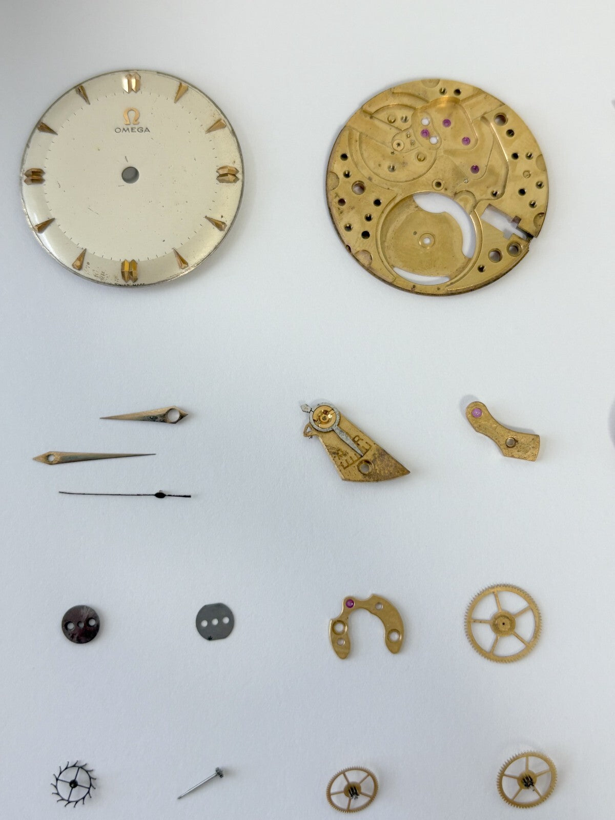 Omega Cal 284 Watch Movement Parts Balance Fork Spring Bridge Barrel Balance