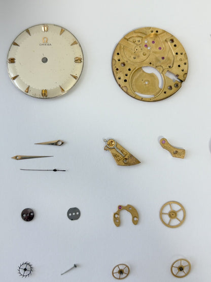 Omega Cal 284 Watch Movement Parts Balance Fork Spring Bridge Barrel Balance