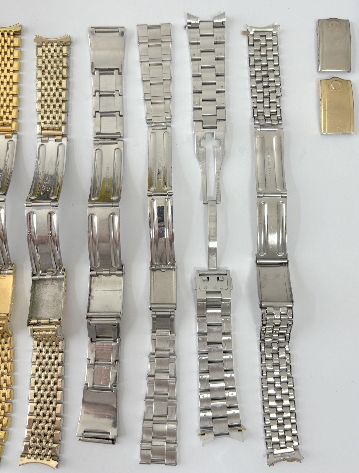 lot of 15 vintage watch bracelets omega rolex tag heuer girard perregaux buckles