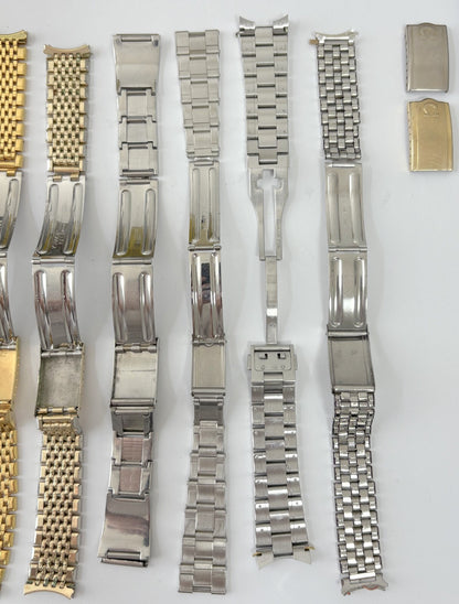 lot of 15 vintage watch bracelets omega rolex tag heuer girard perregaux buckles