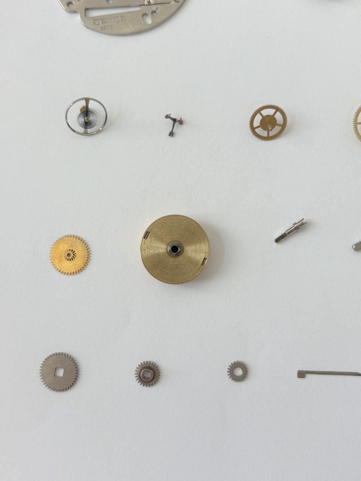 Jaeger LeCoultre Cal 245 Clock Movement Part Balance Fork Barrel Wheel Plates