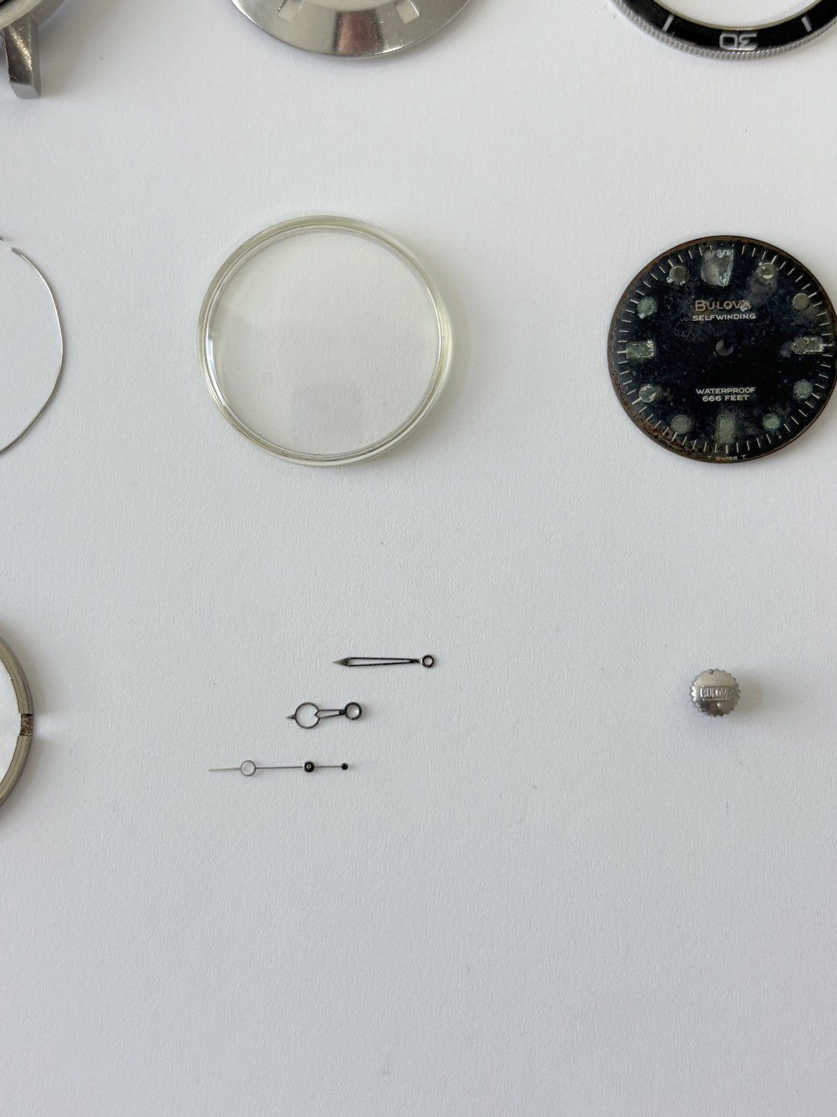 Bulova M7 666 Snorkel J K Diver Case Dial Crown Crystal  Bakelite Bezel Parts