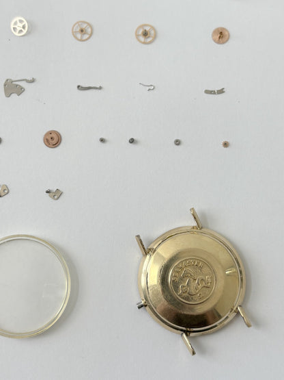 Omega Cal 563 Watch Parts Movement Calendar Disc Fork Wheels Springs Bridge 5